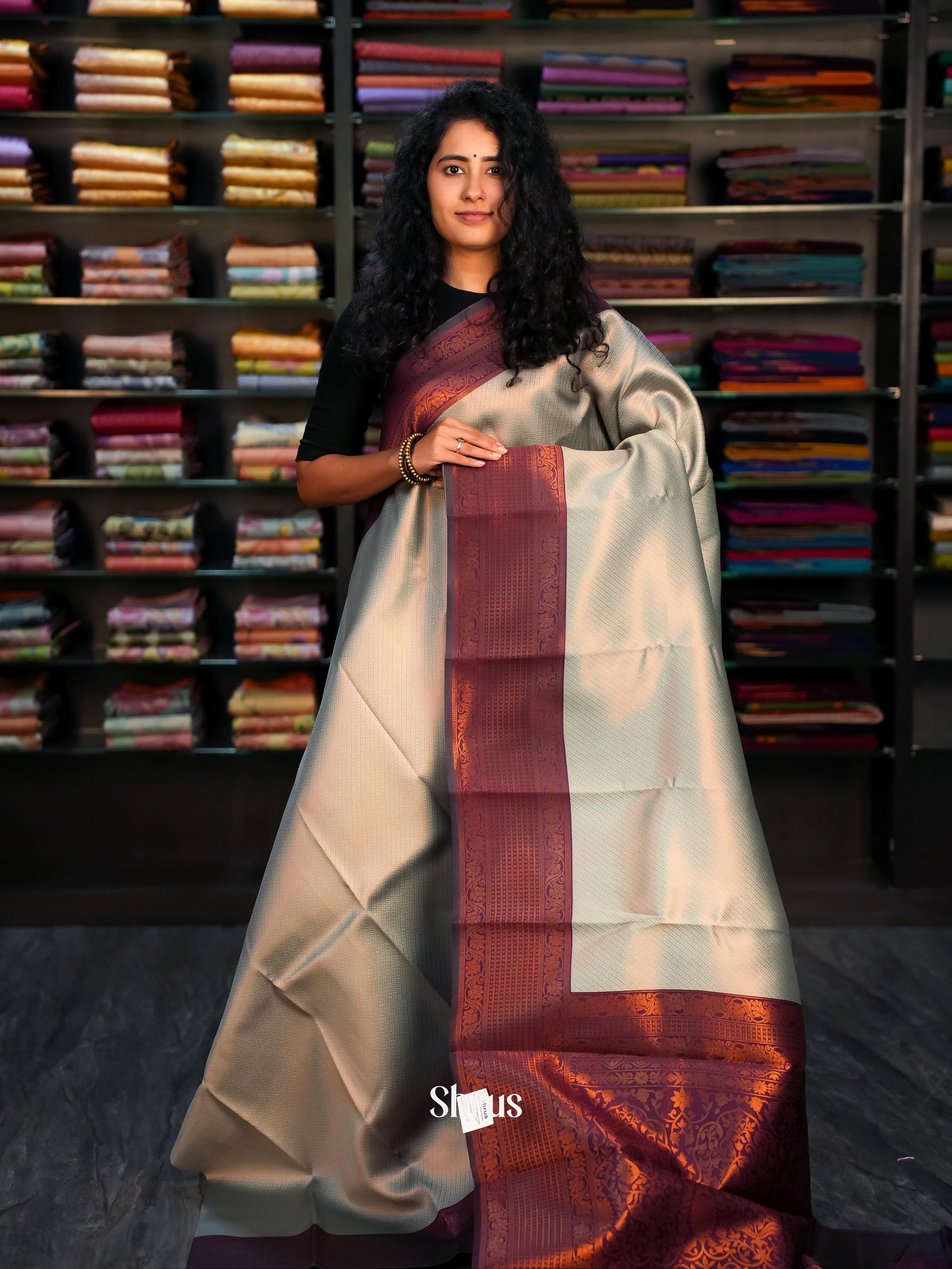 Blue &  Purple- Semi Arani Silk Saree