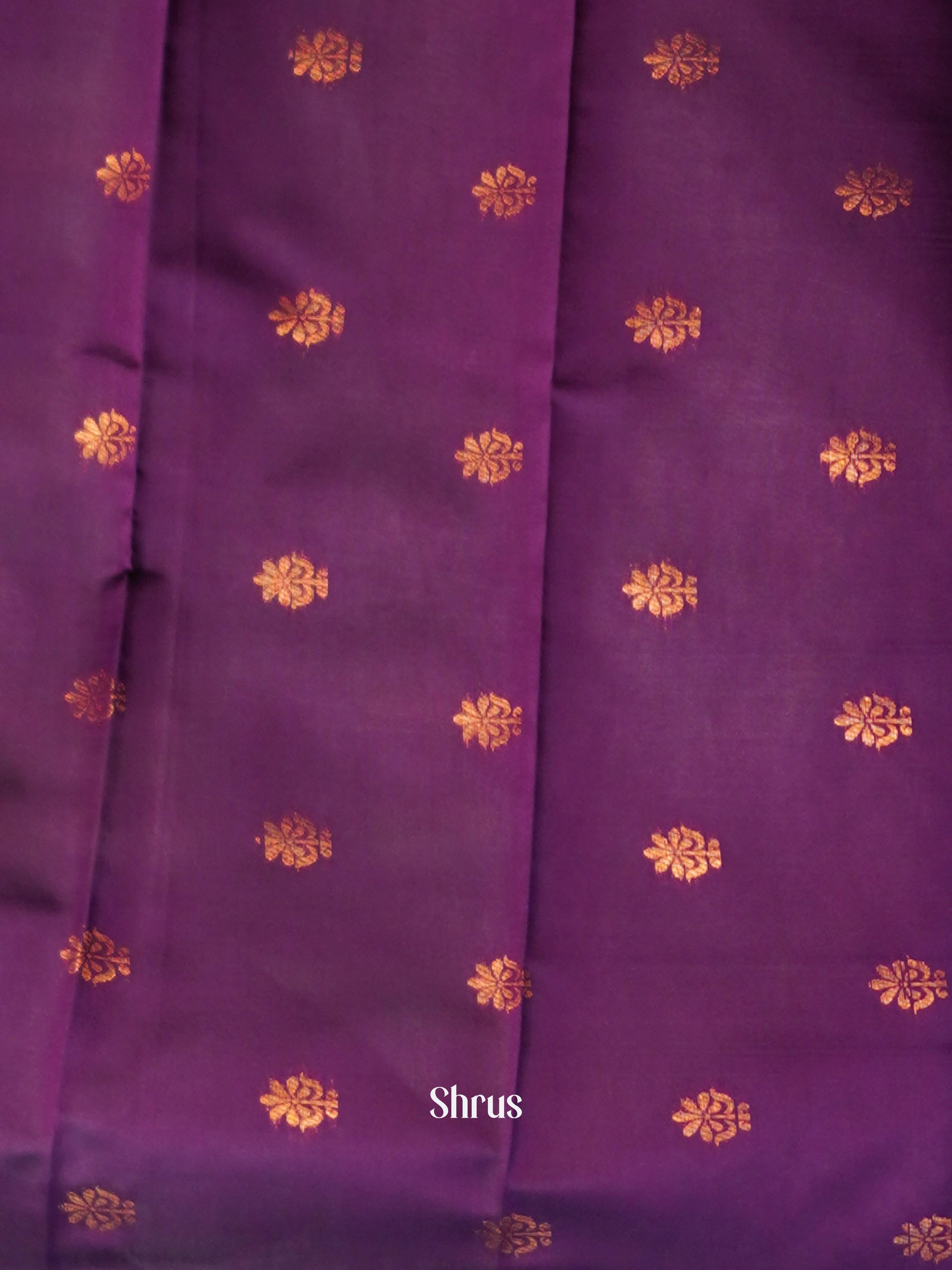 Beige & Purple - Semi Arani Silk Saree