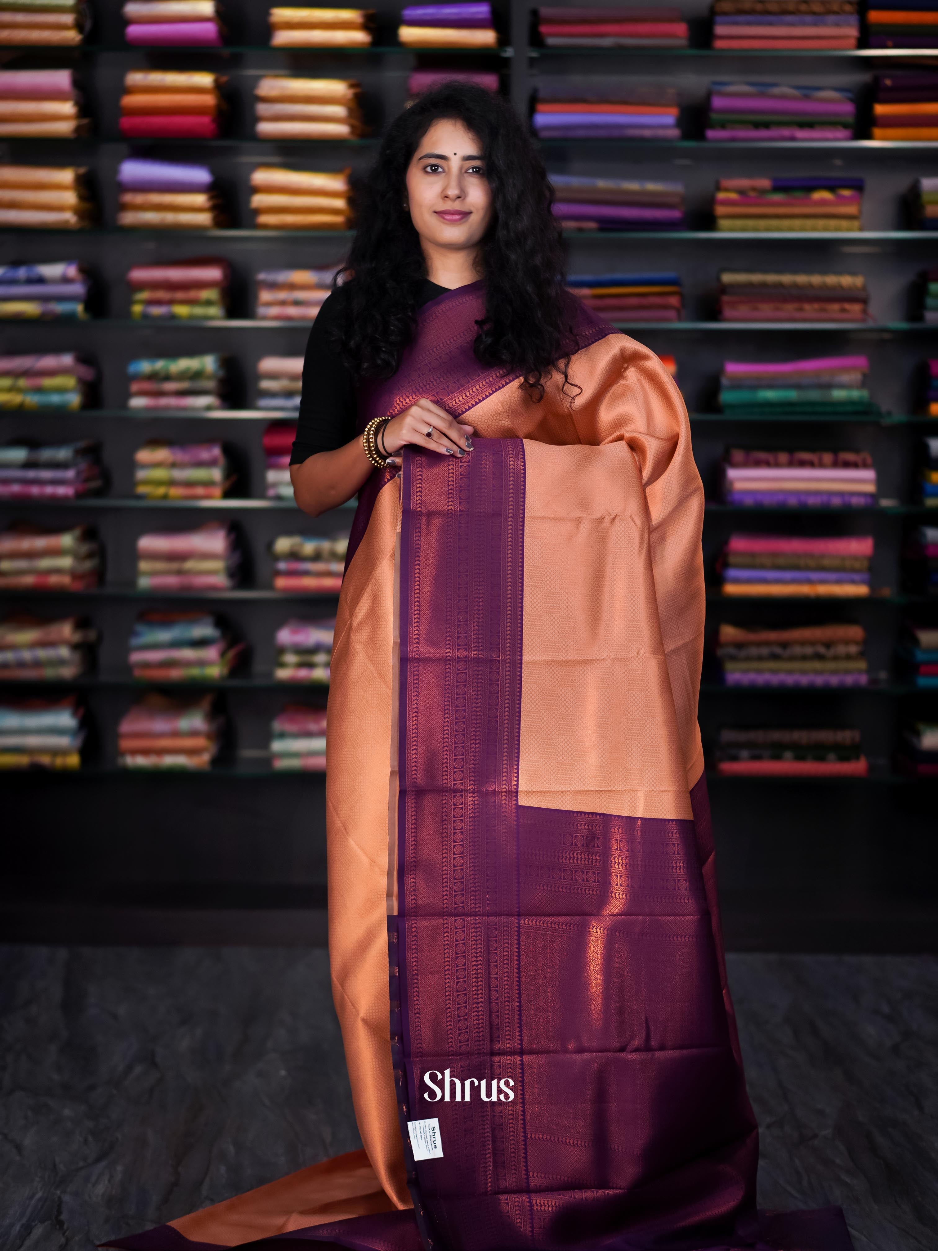 Peach & Purple - Semi Arani Silk Saree