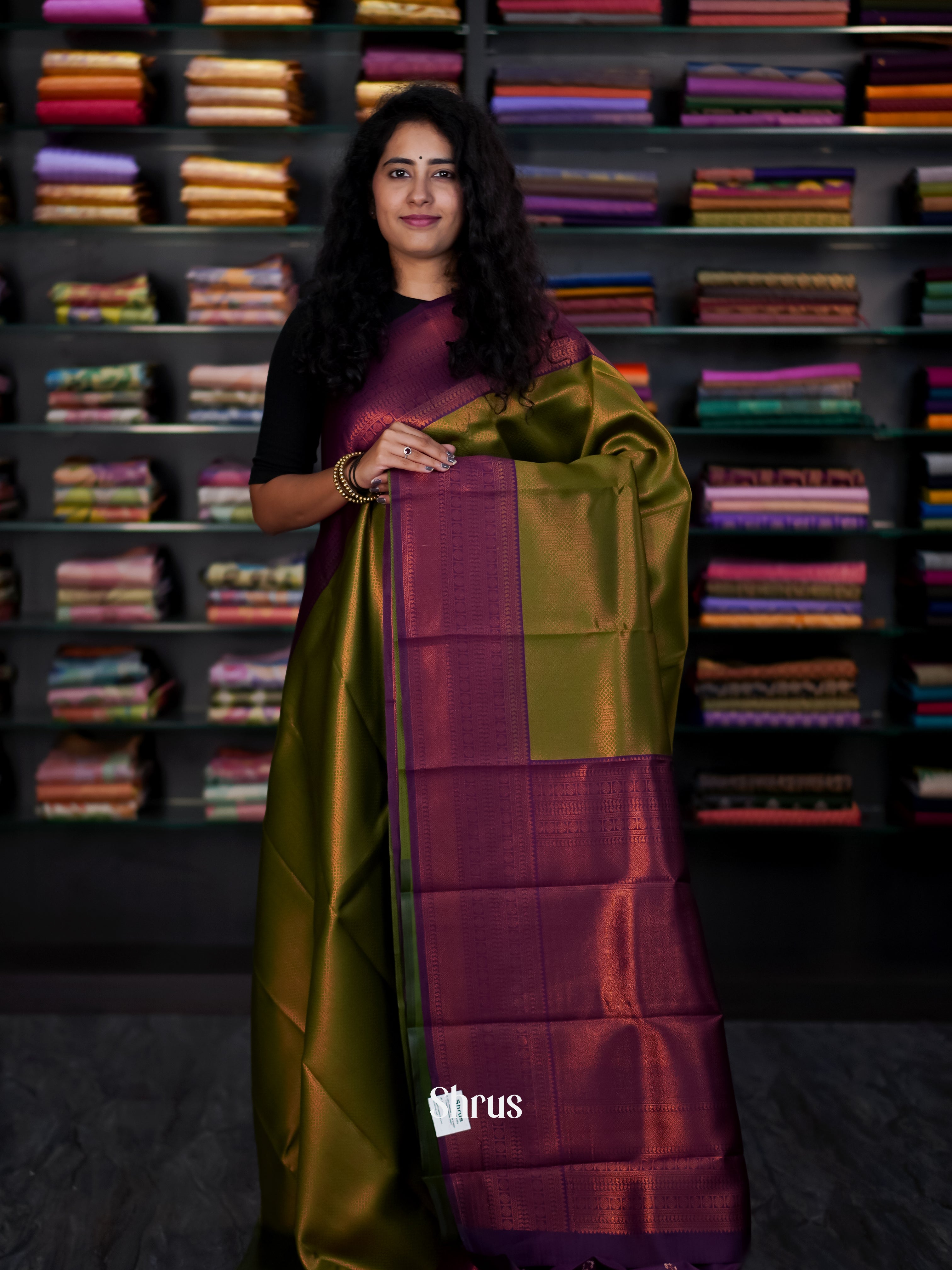 Green & Purple - Semi Arani Silk Saree