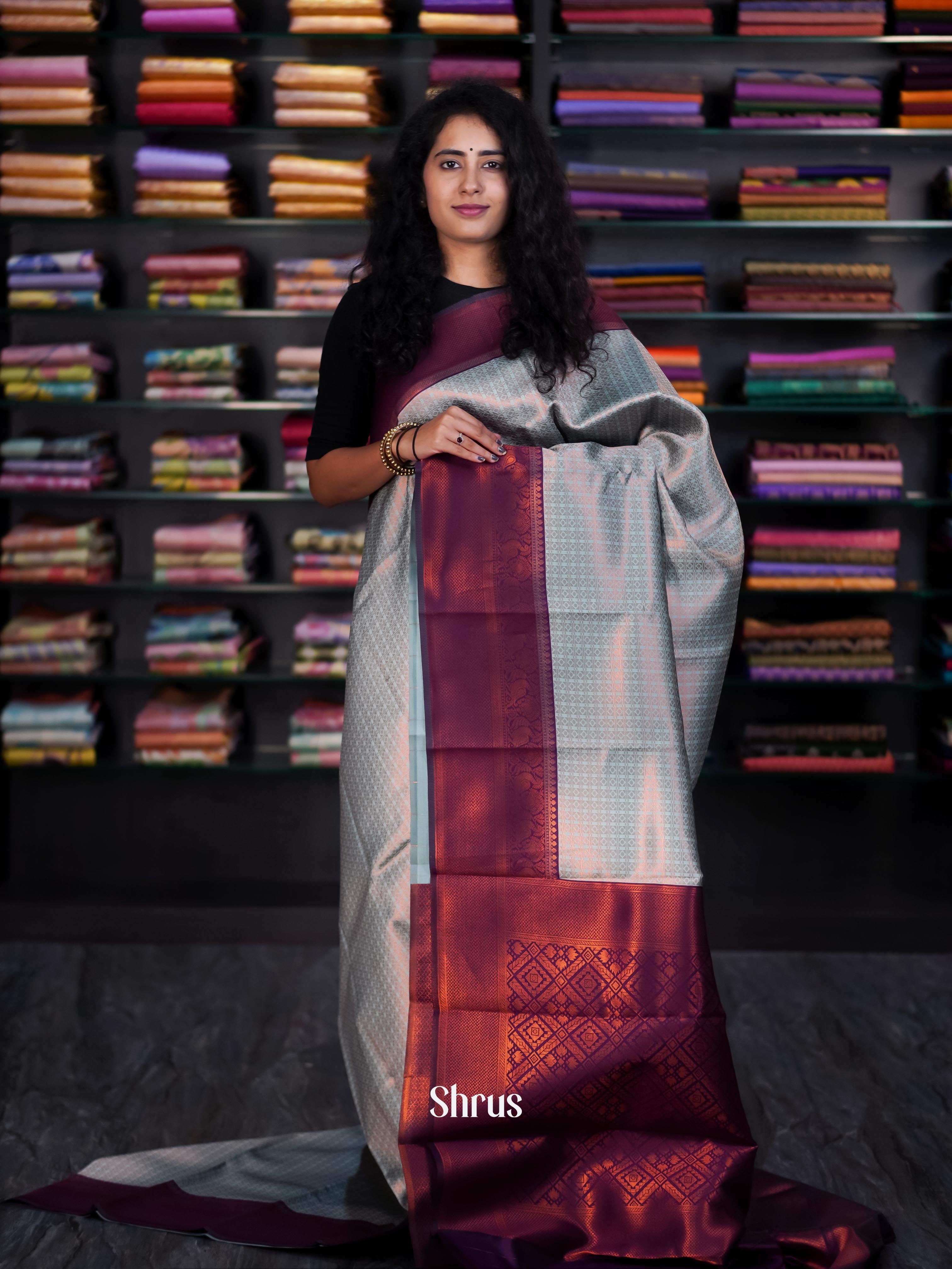 Blue & Purple- Semi Arani Silk Saree