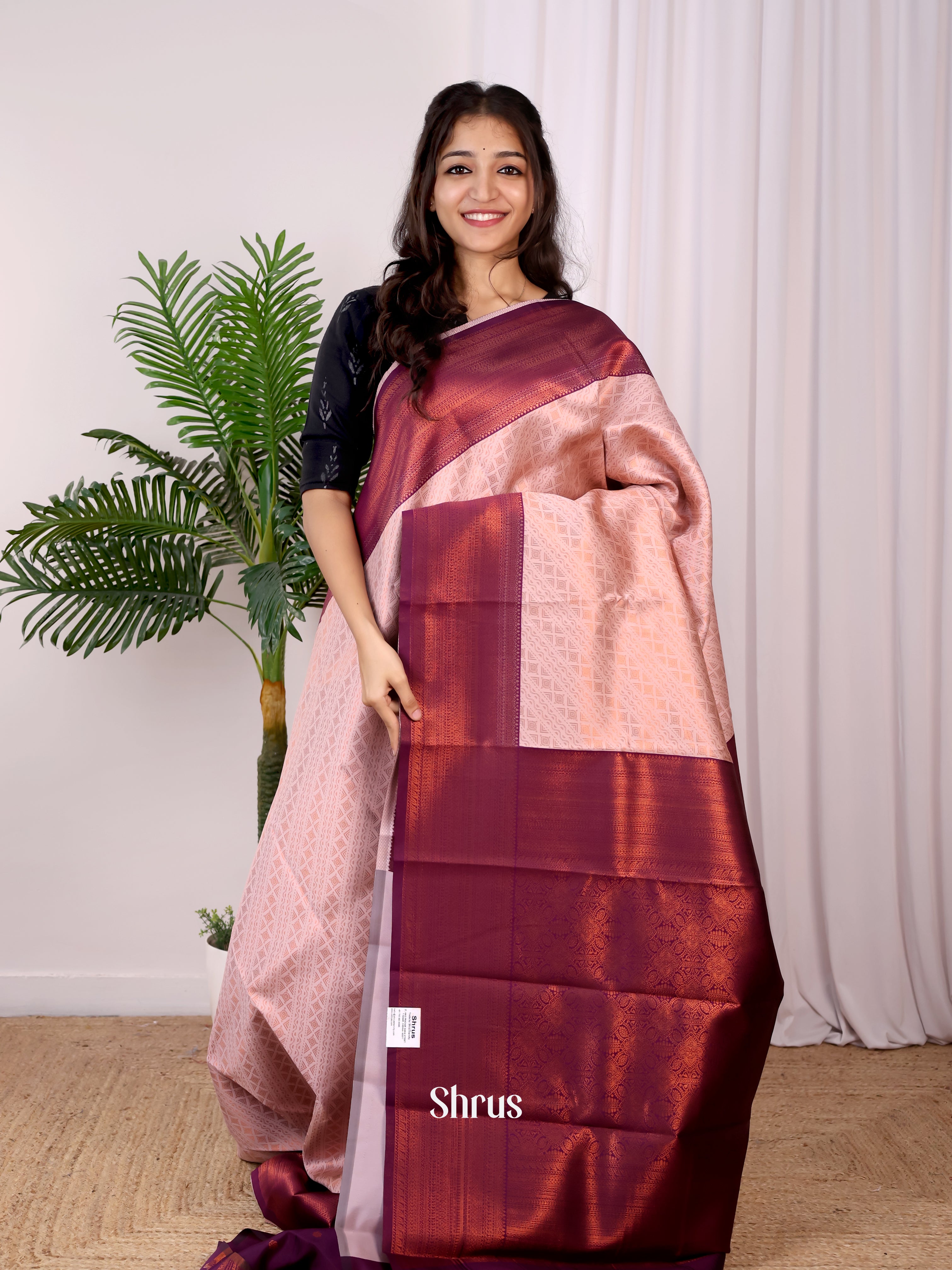 Mild Lavender & Purple - Semi Arani Silk Saree