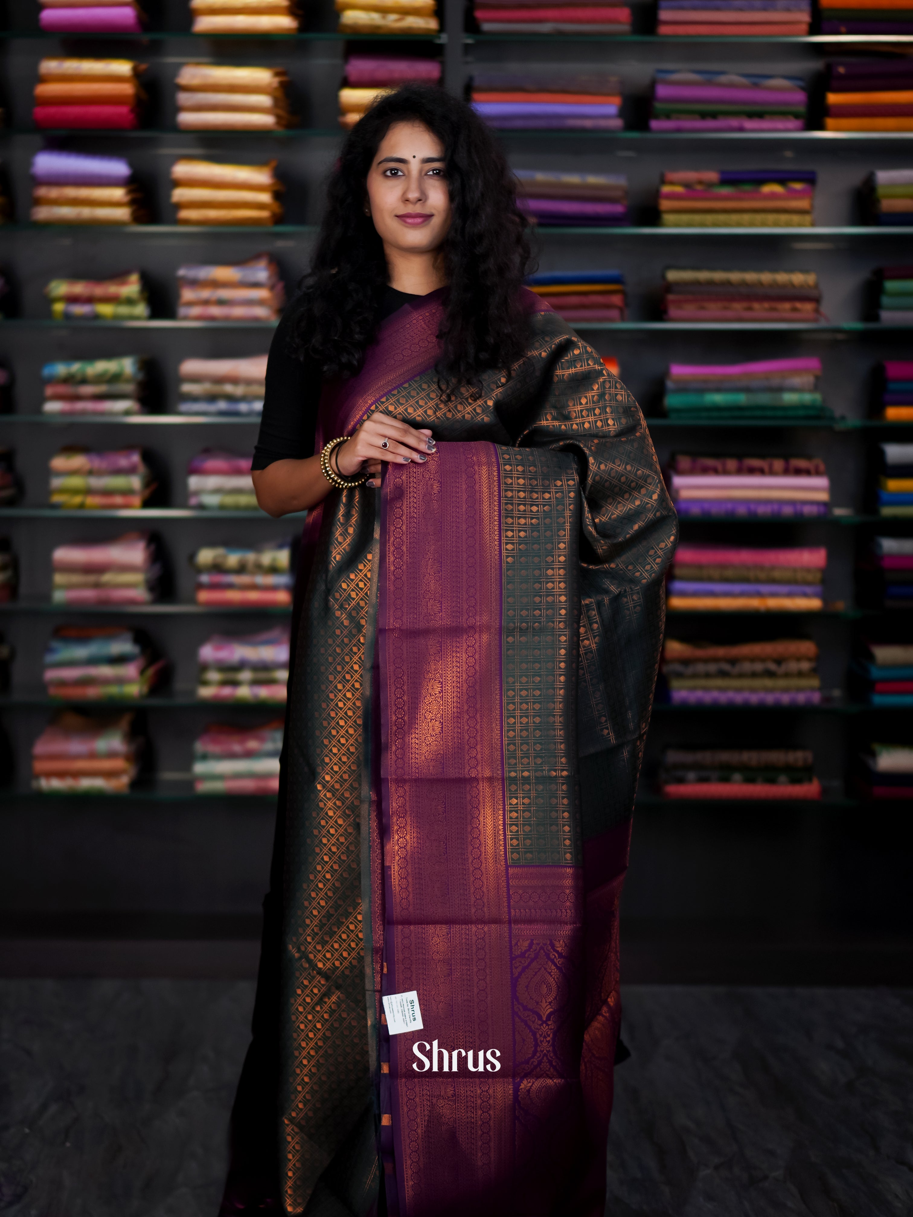 Green & Purple - Semi Arani Silk Saree