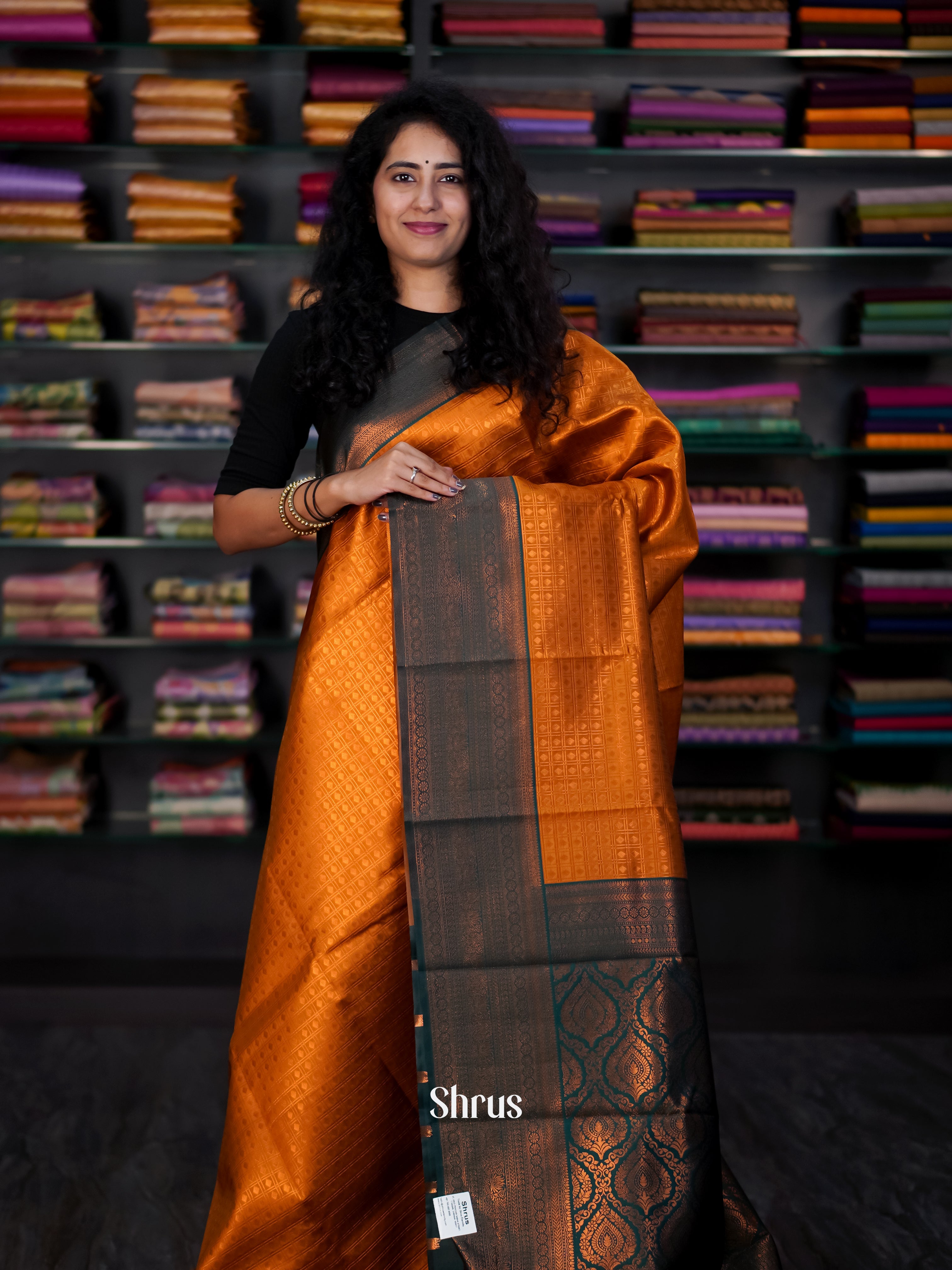 Brick & Green - Semi Arani Silk Saree