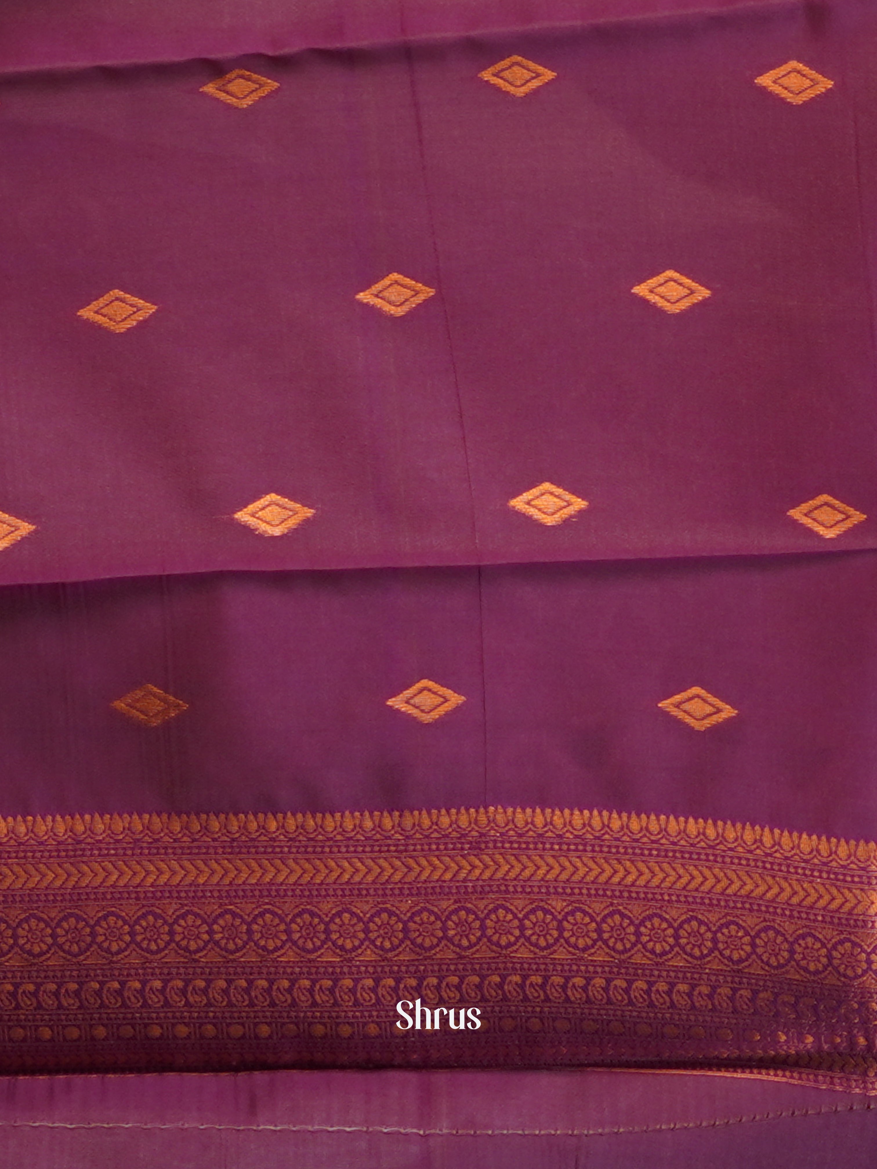 Cream & Purple- Semi Arani Silk Saree