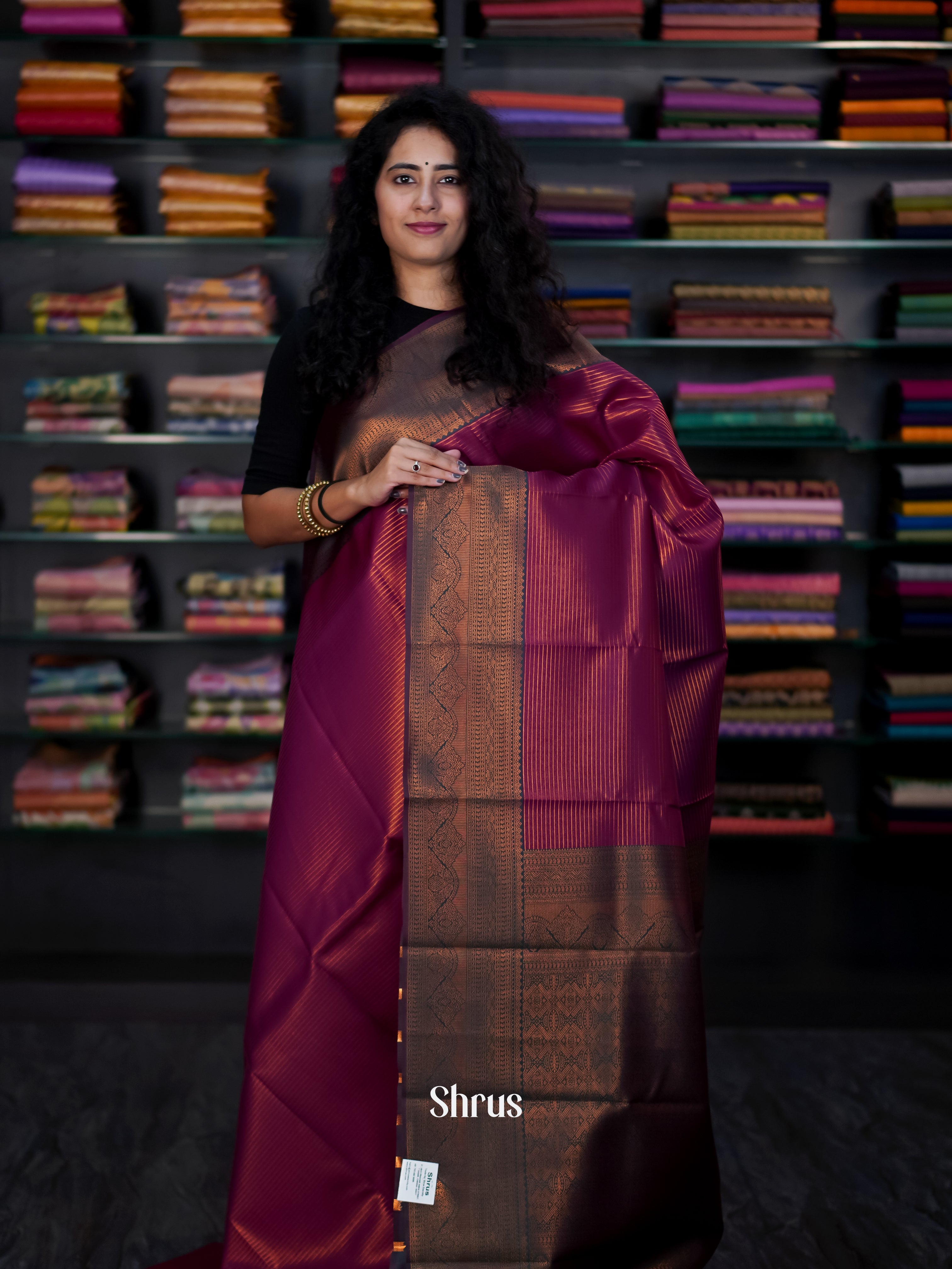 Purple  & Green - Semi Arani Silk Saree