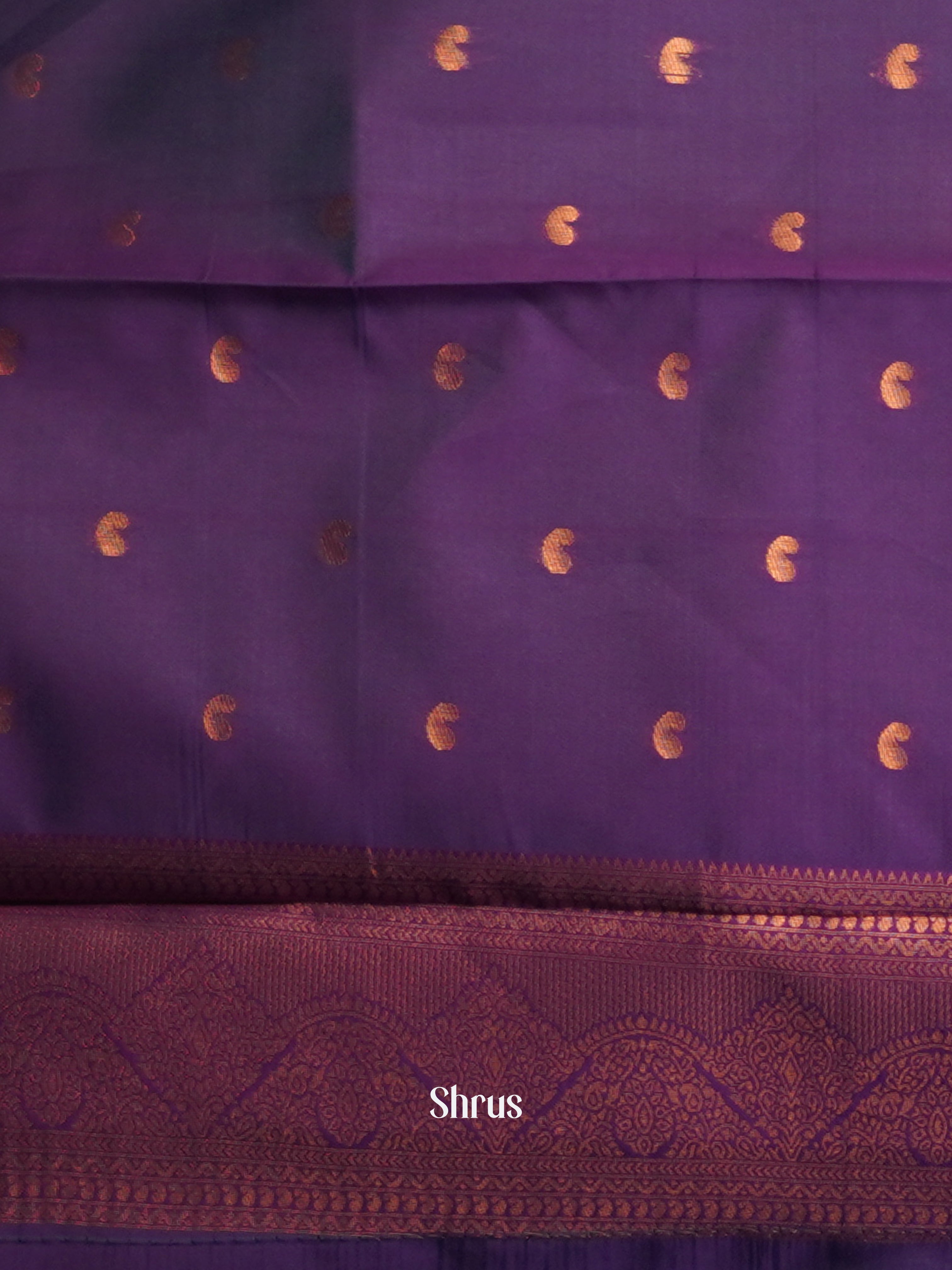 Teal  & Purple - Semi Arani Silk Saree