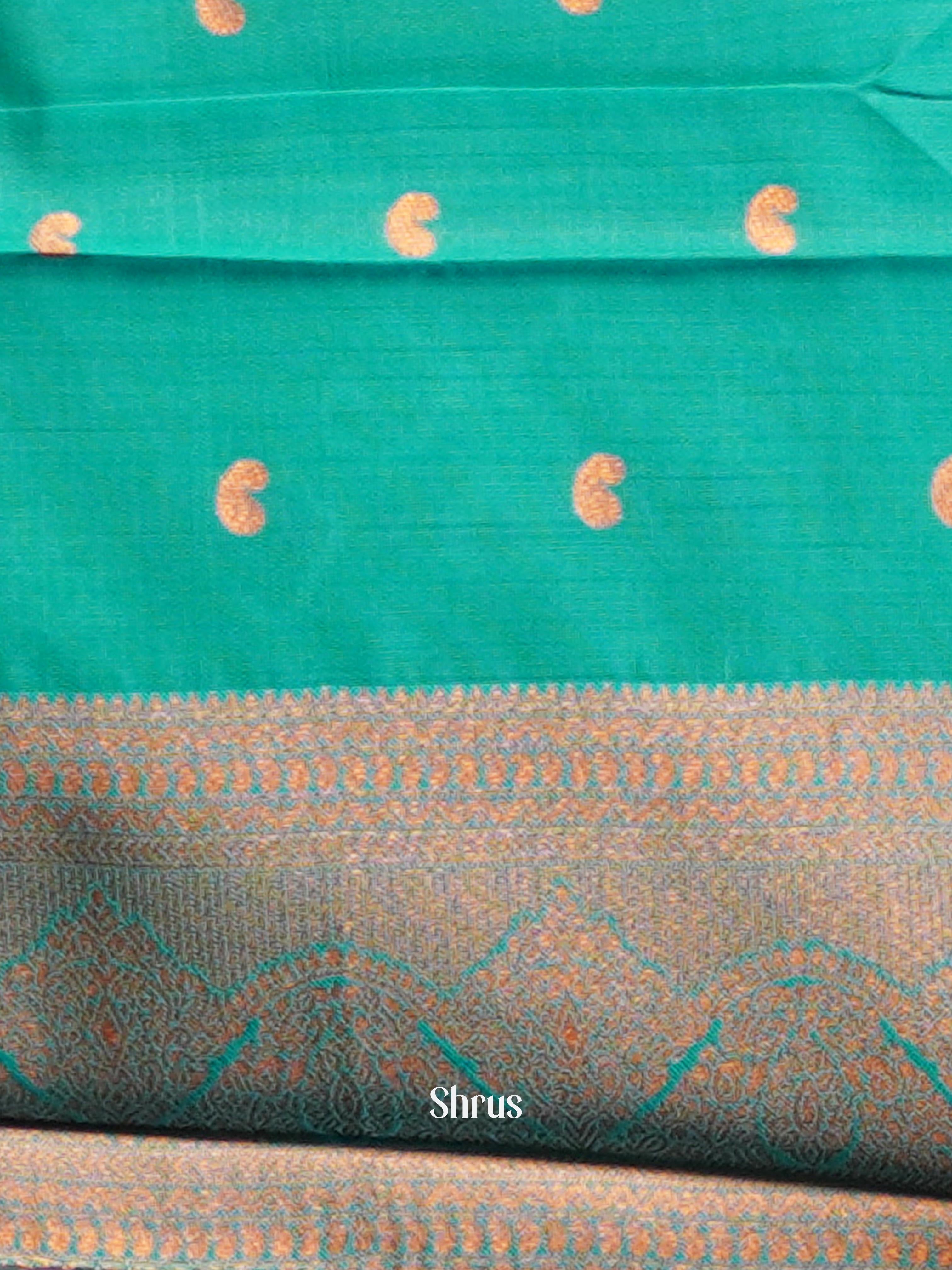 Mustard & Teal - Semi Arani Silk Saree