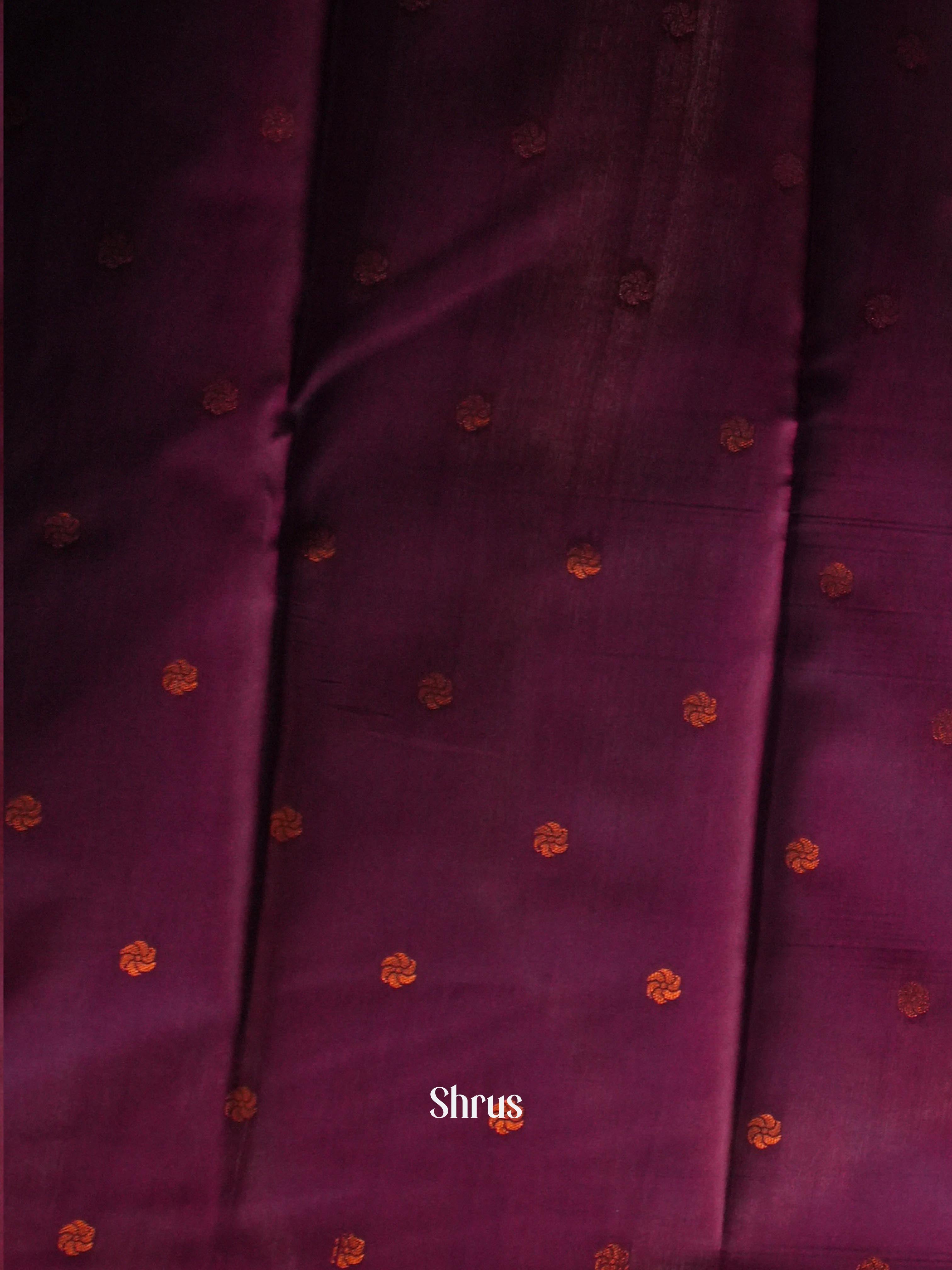 Cream  & Purple - Semi Arani Silk Saree