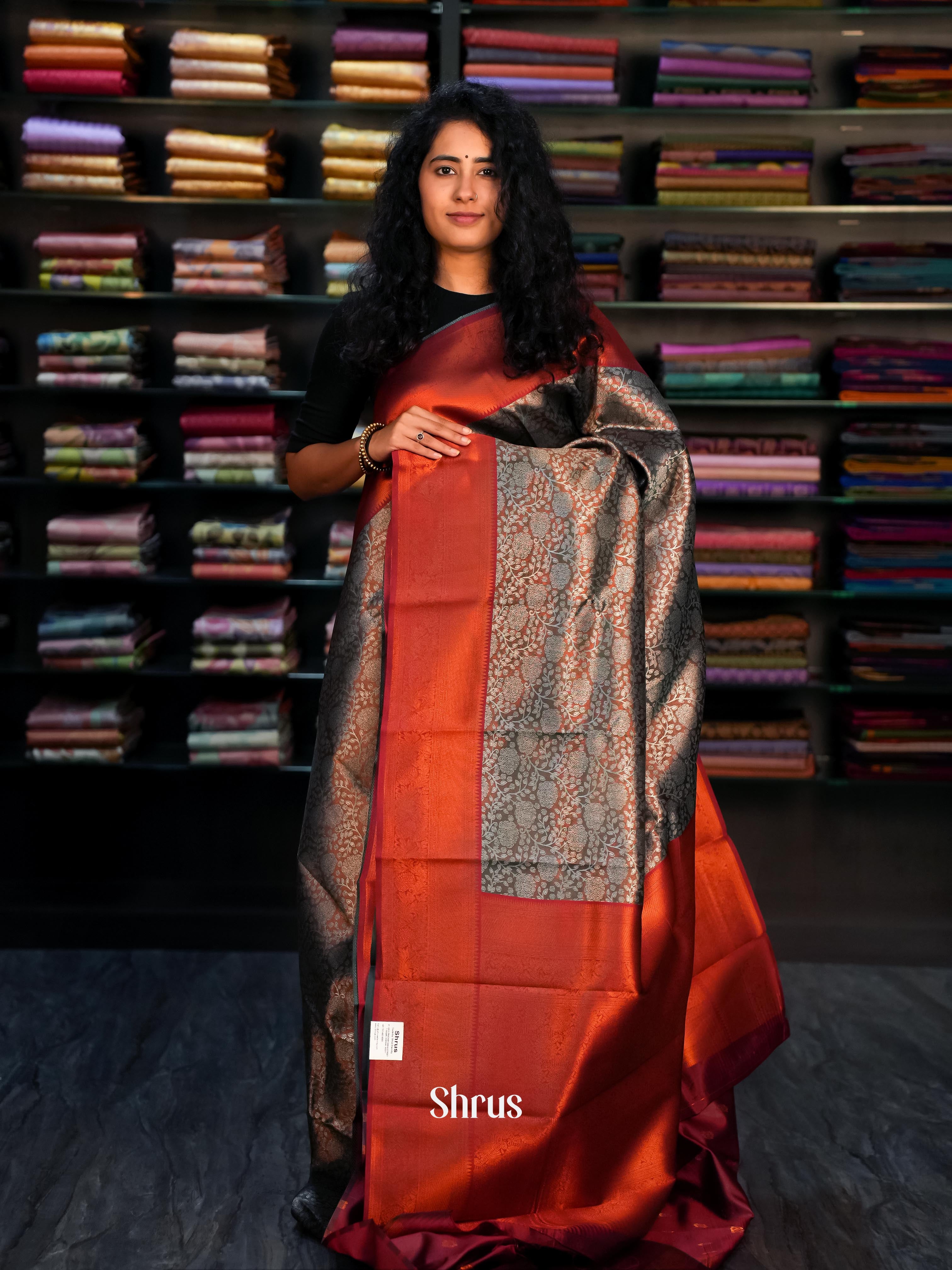 Brown & Maroon- Semi Arani Silk Saree