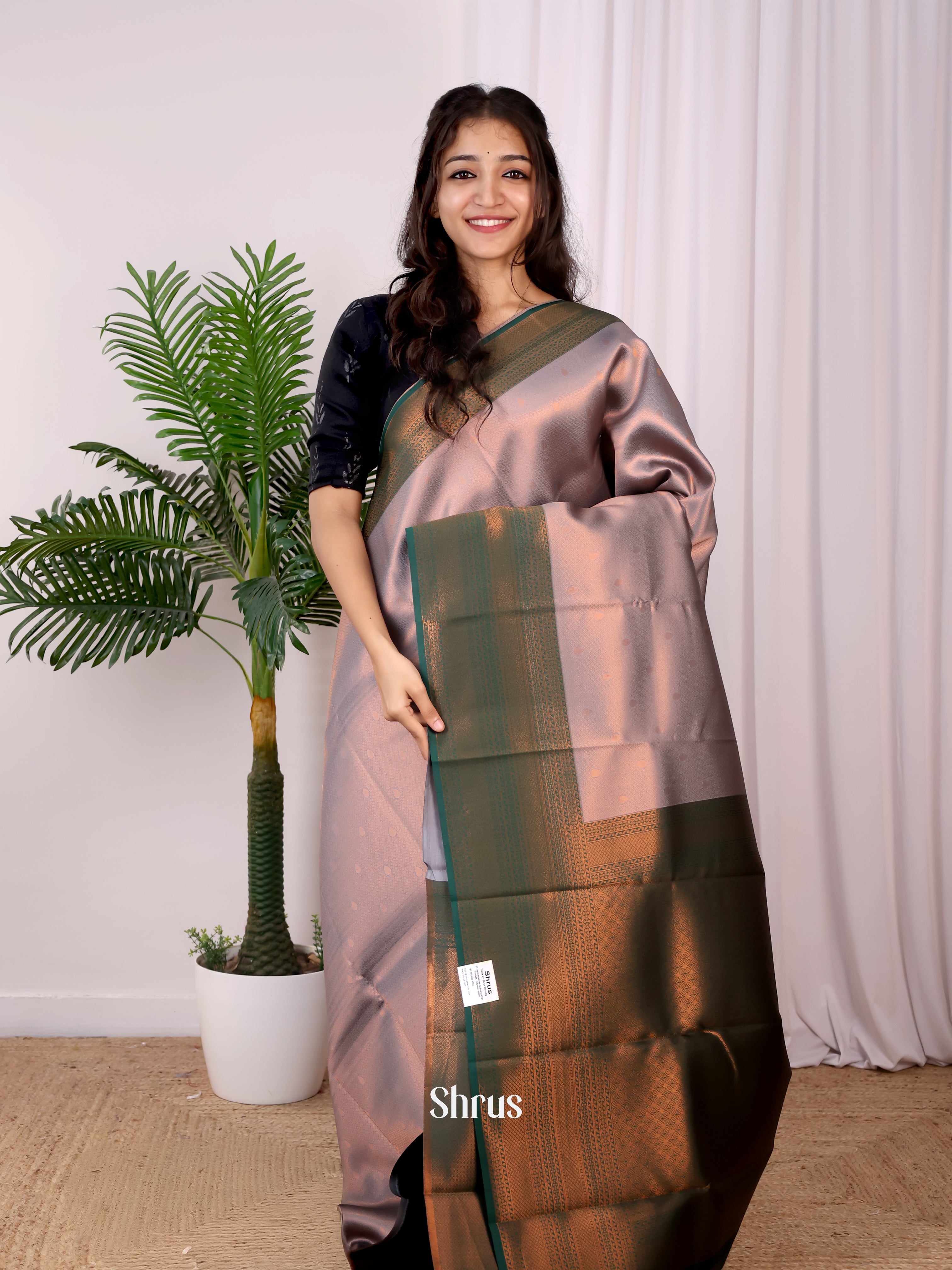 Lavender & Green - Semi Arani Silk Saree