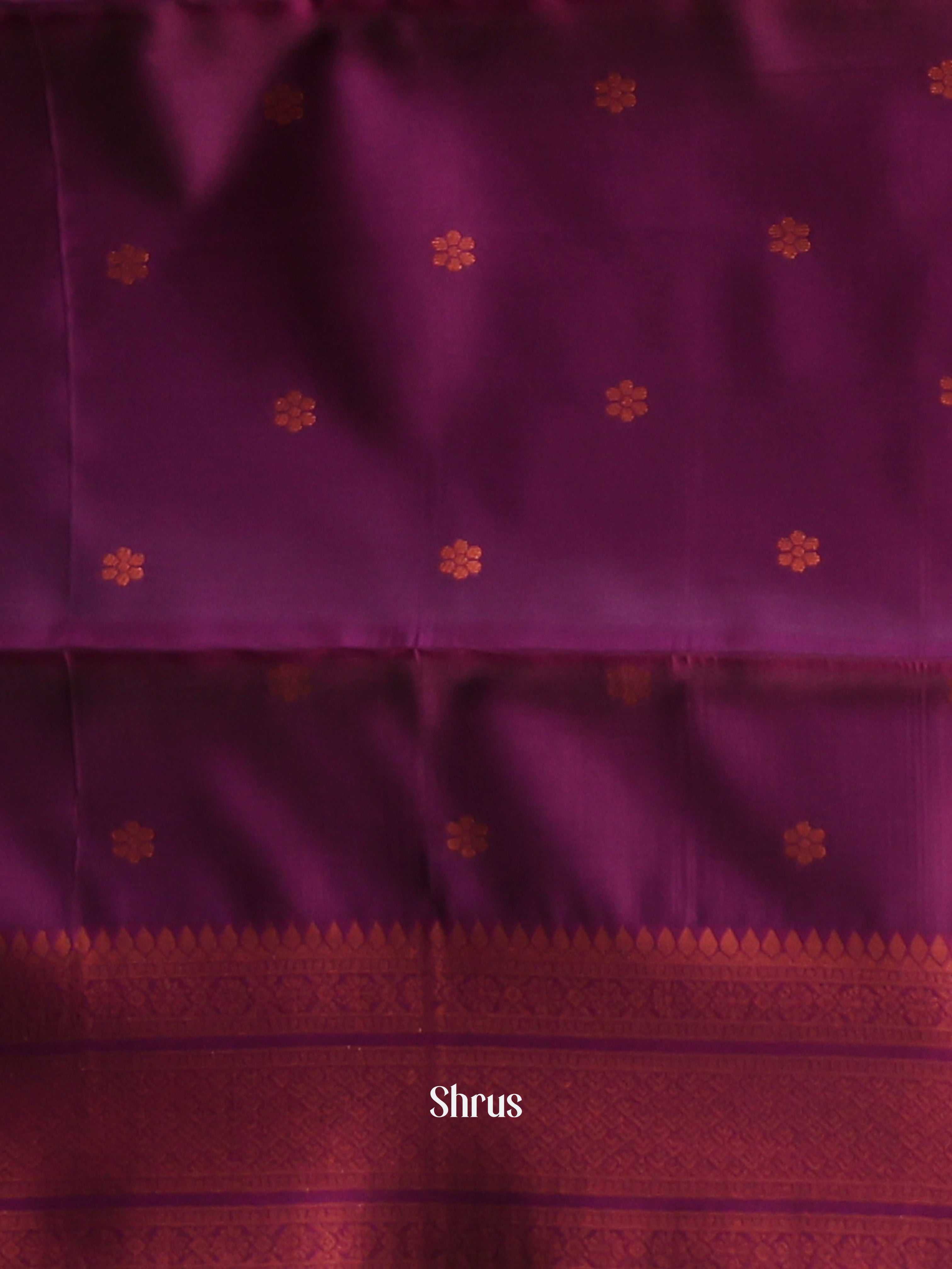 Mustard & purple - Semi Arani Silk Saree