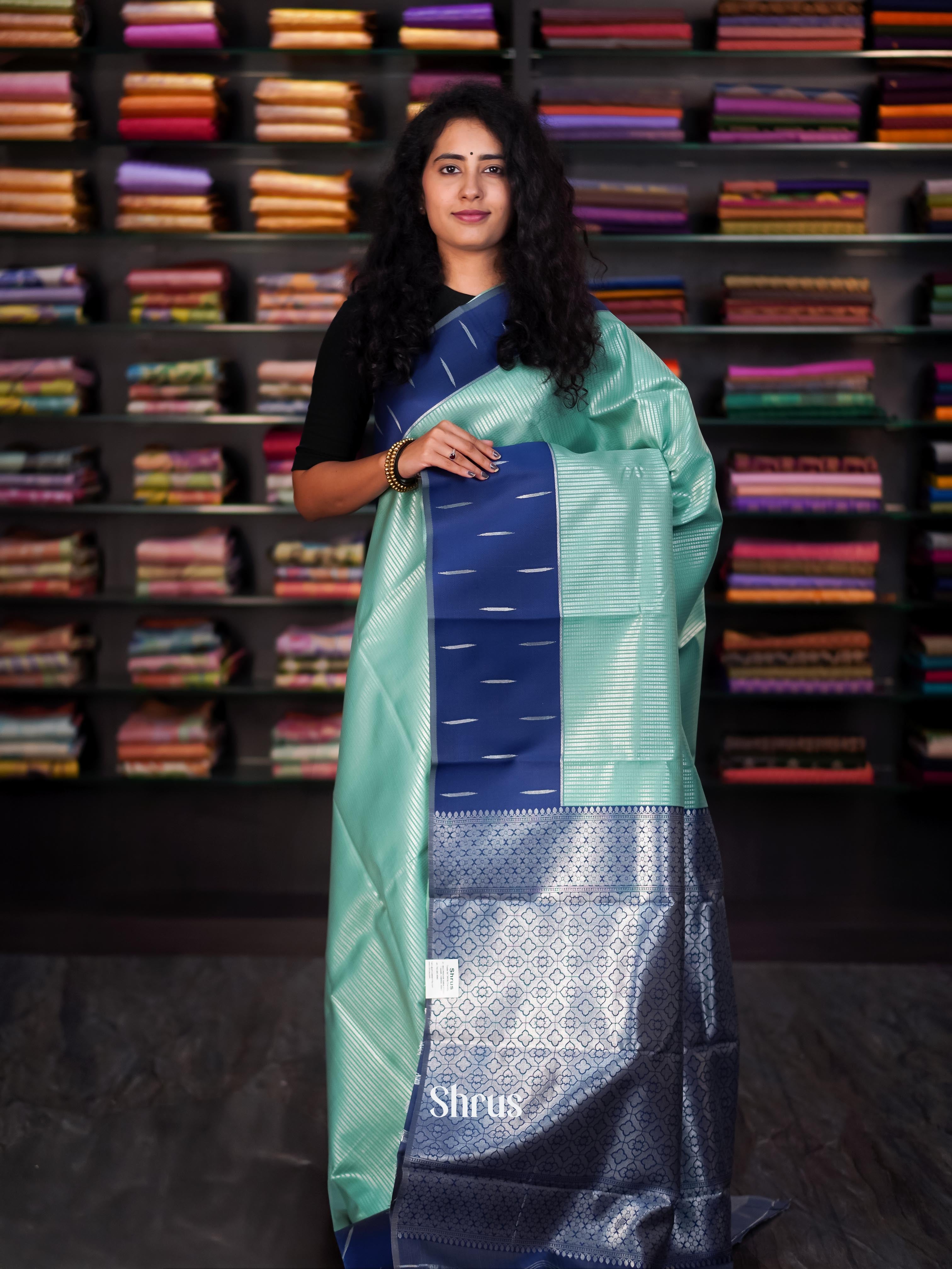 Teal & Blue- Semi Arani Silk SareeV