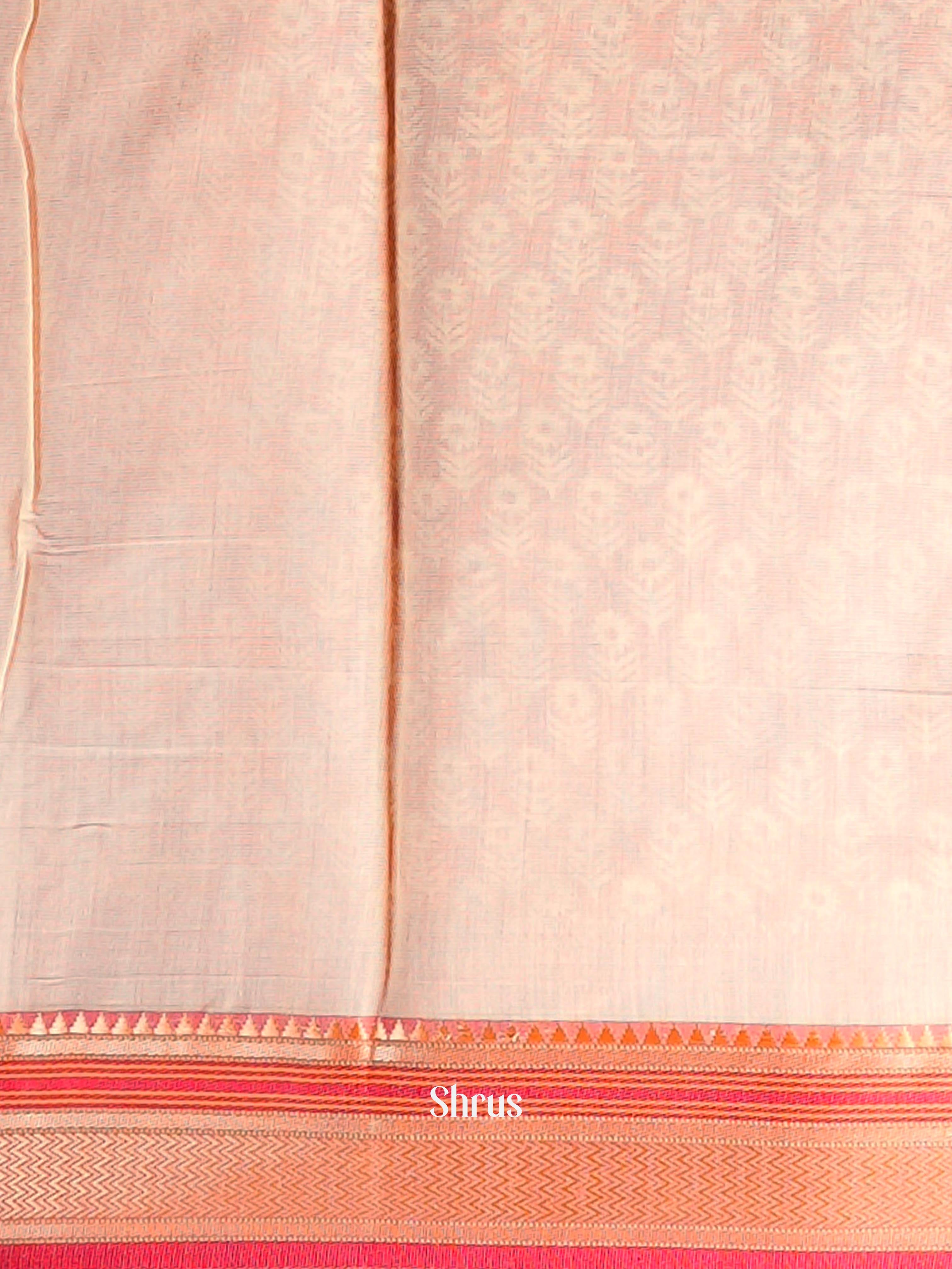 Orange & Cream - Semi Chanderi Saree