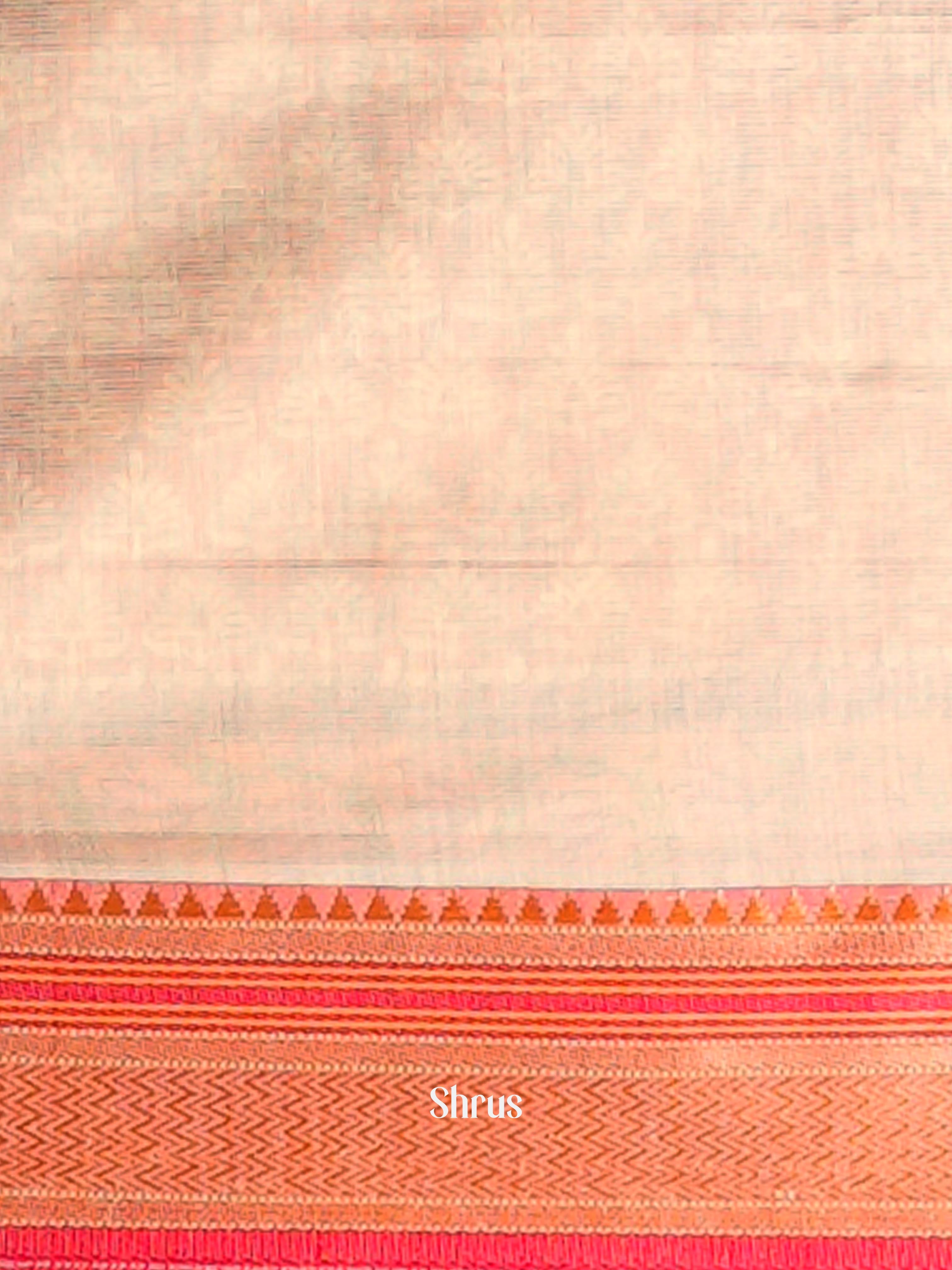 Orange & Cream - Semi Chanderi Saree