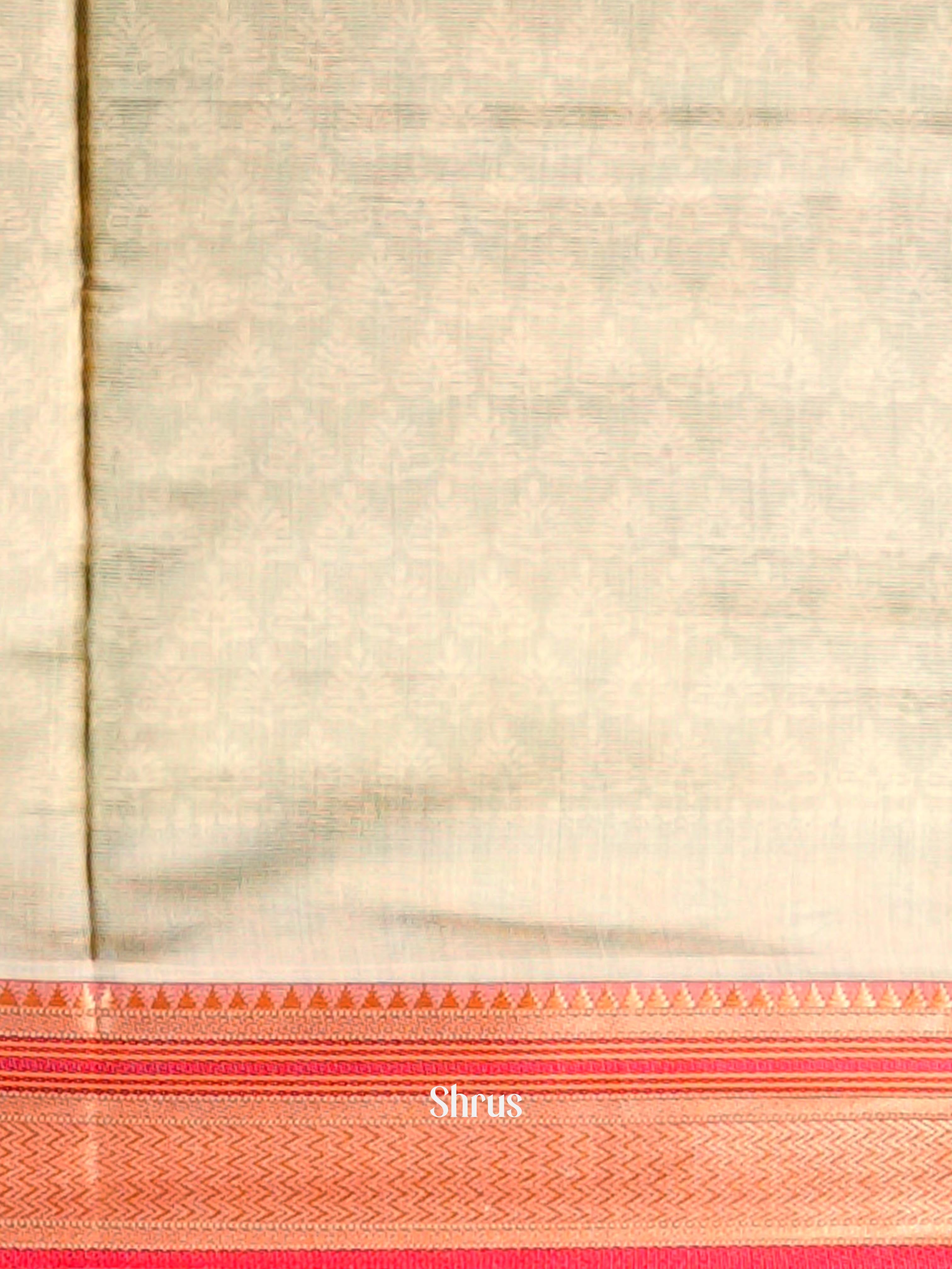 Green & Cream - Semi Chanderi Saree