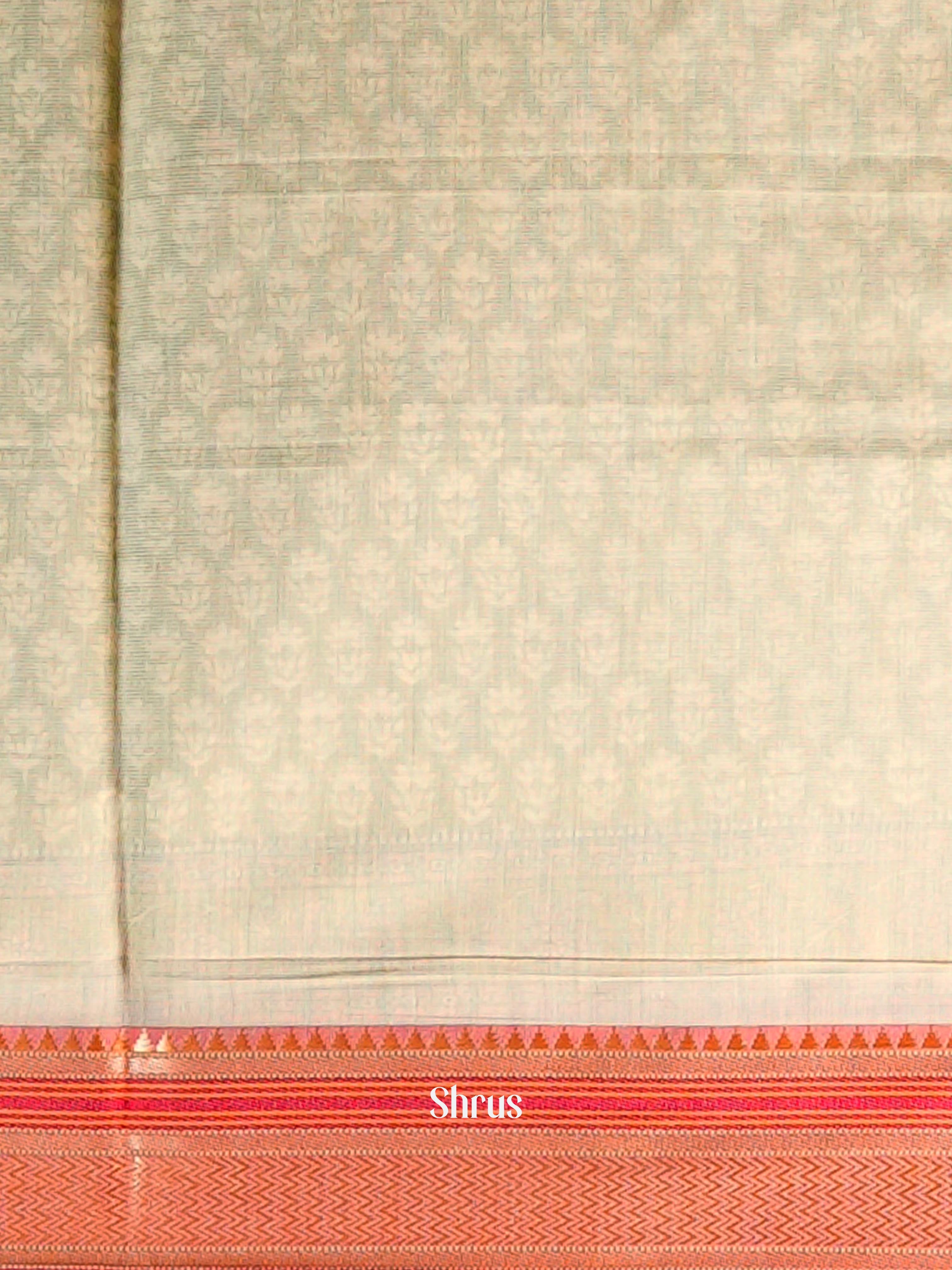 Green & Cream - Semi Chanderi Saree