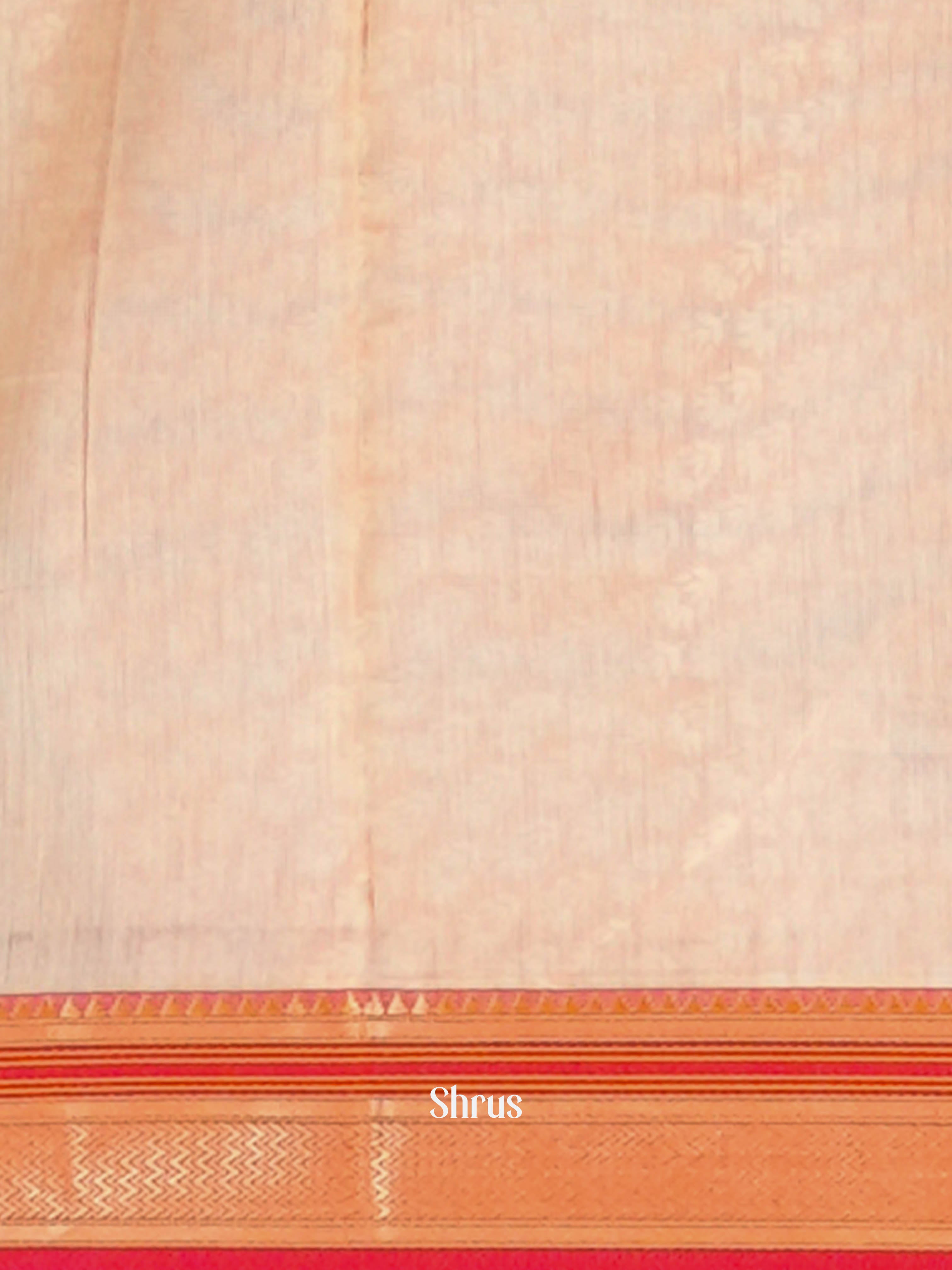 Orange & Cream  - Semi Chanderi Saree