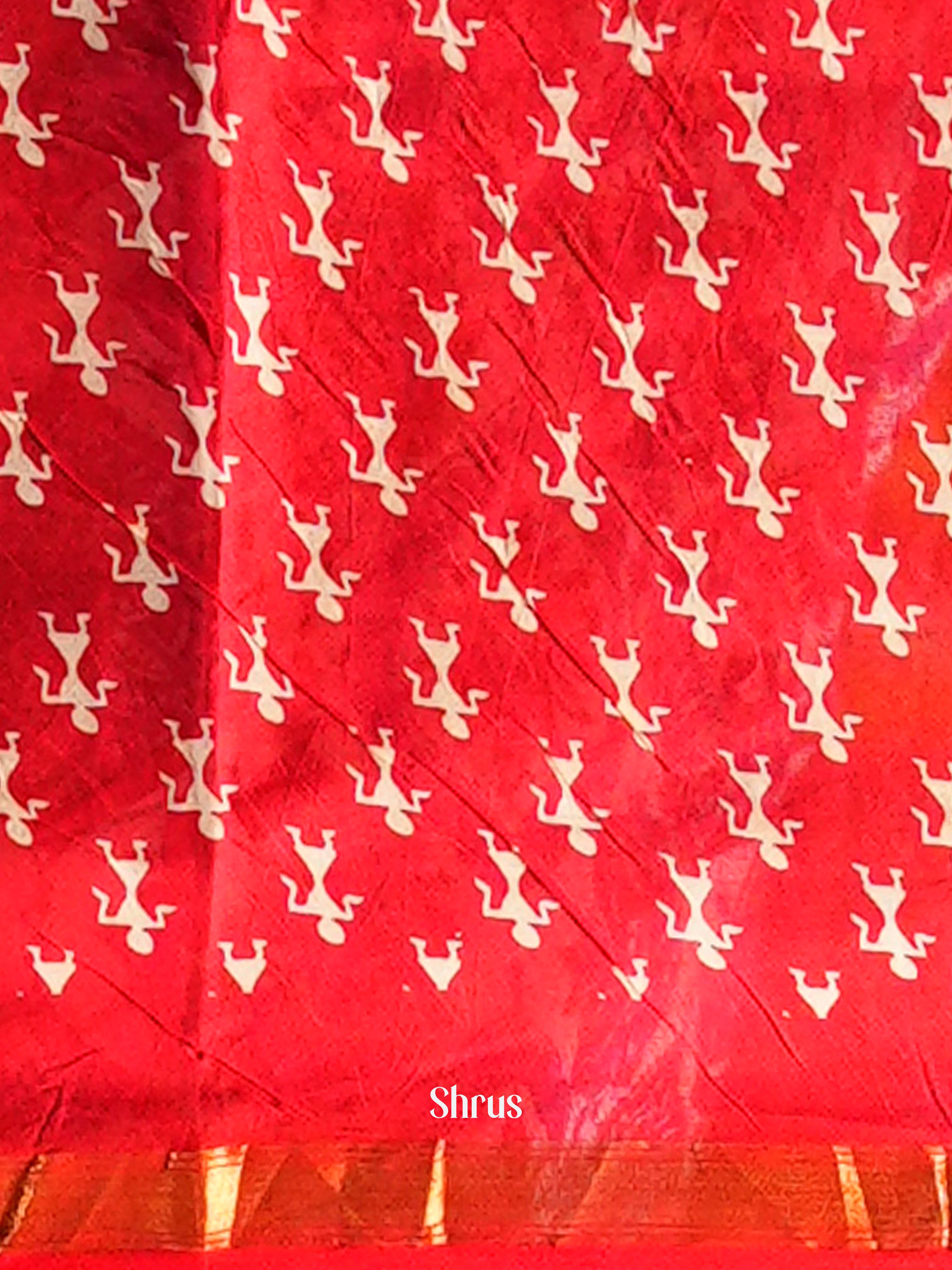 Red - Semi Chanderi Saree