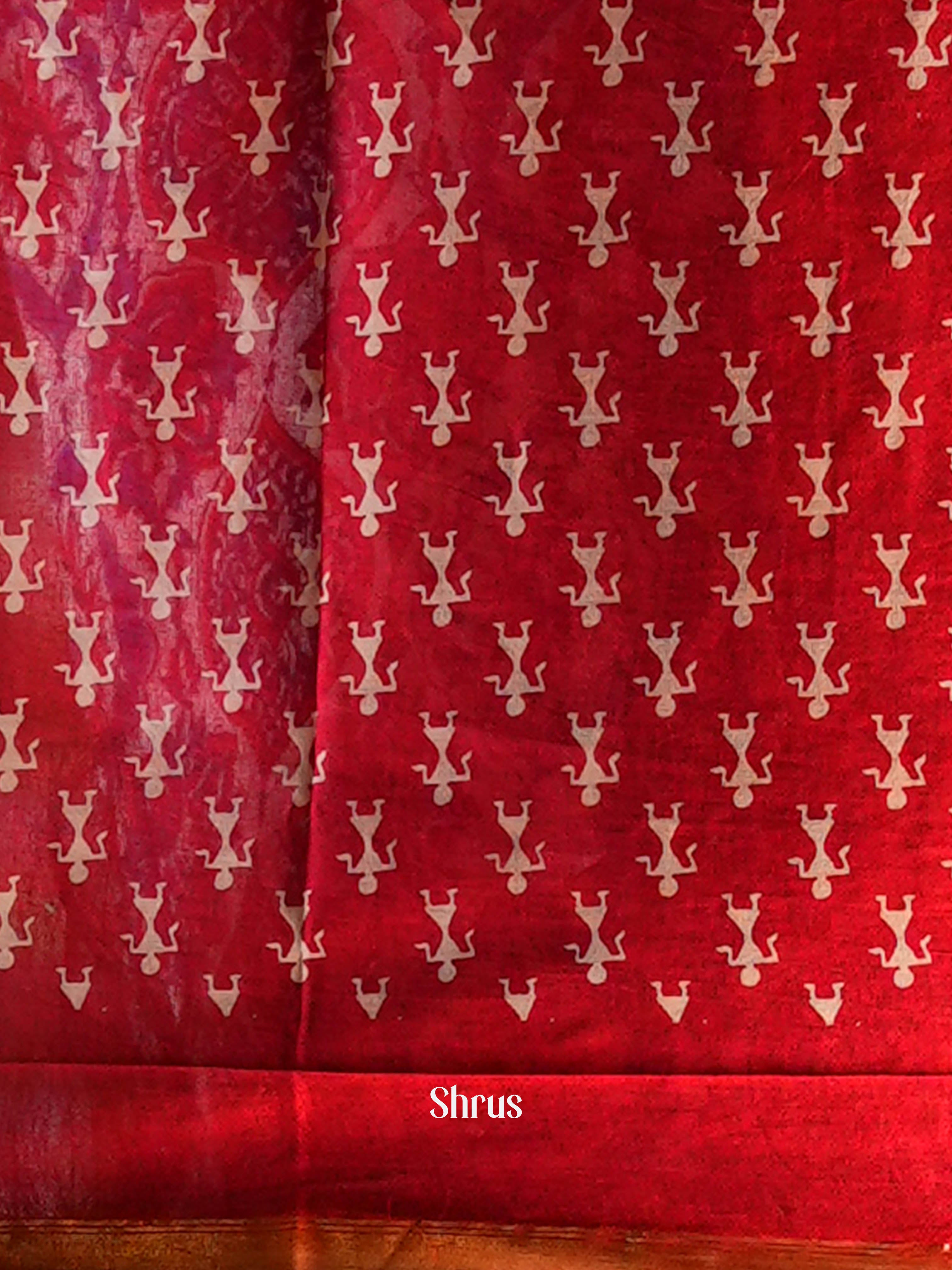 Red - Semi Chanderi Saree