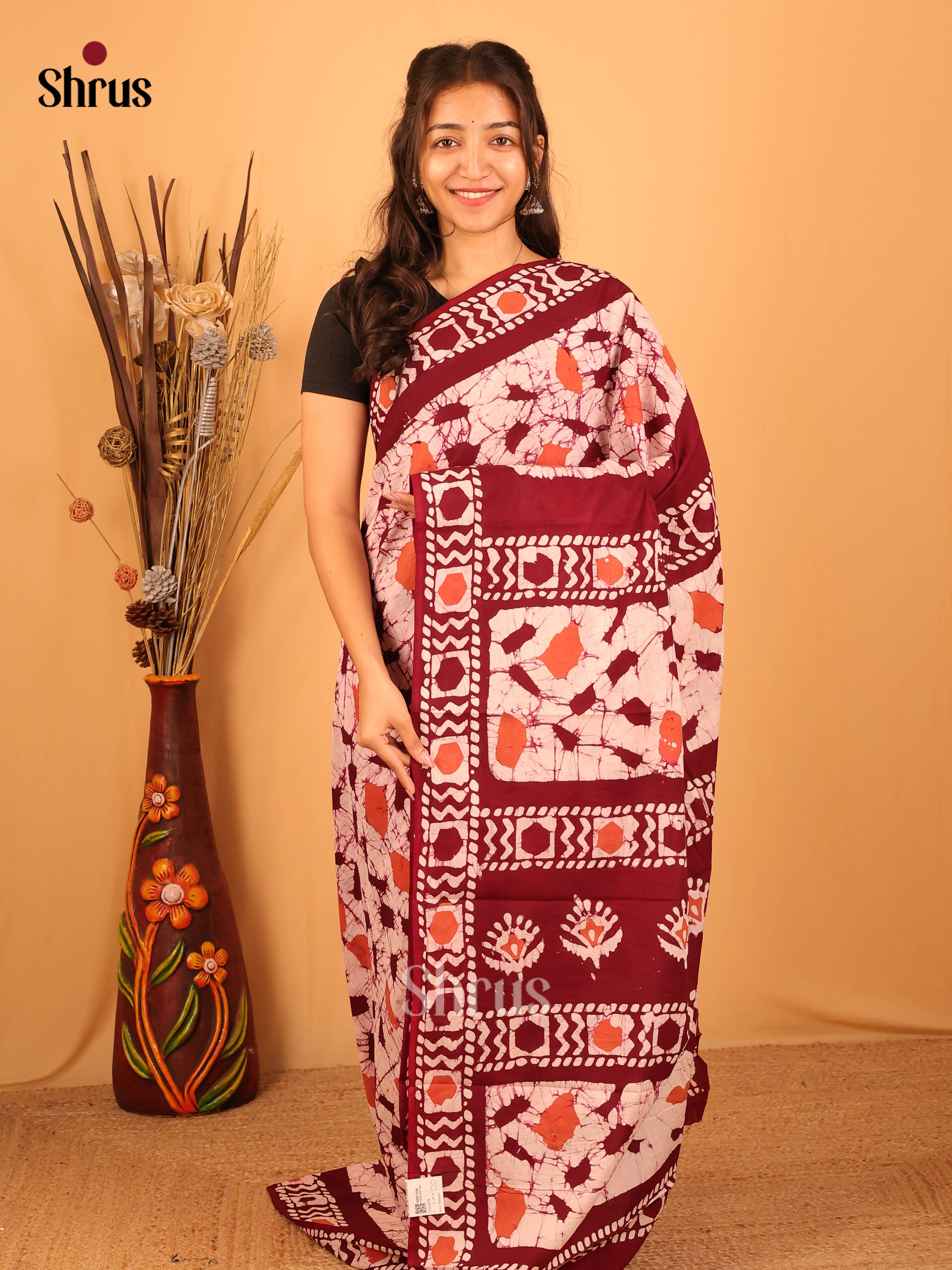 CIS06078 - Jaipur cotton Saree - Shop on Shrus.com