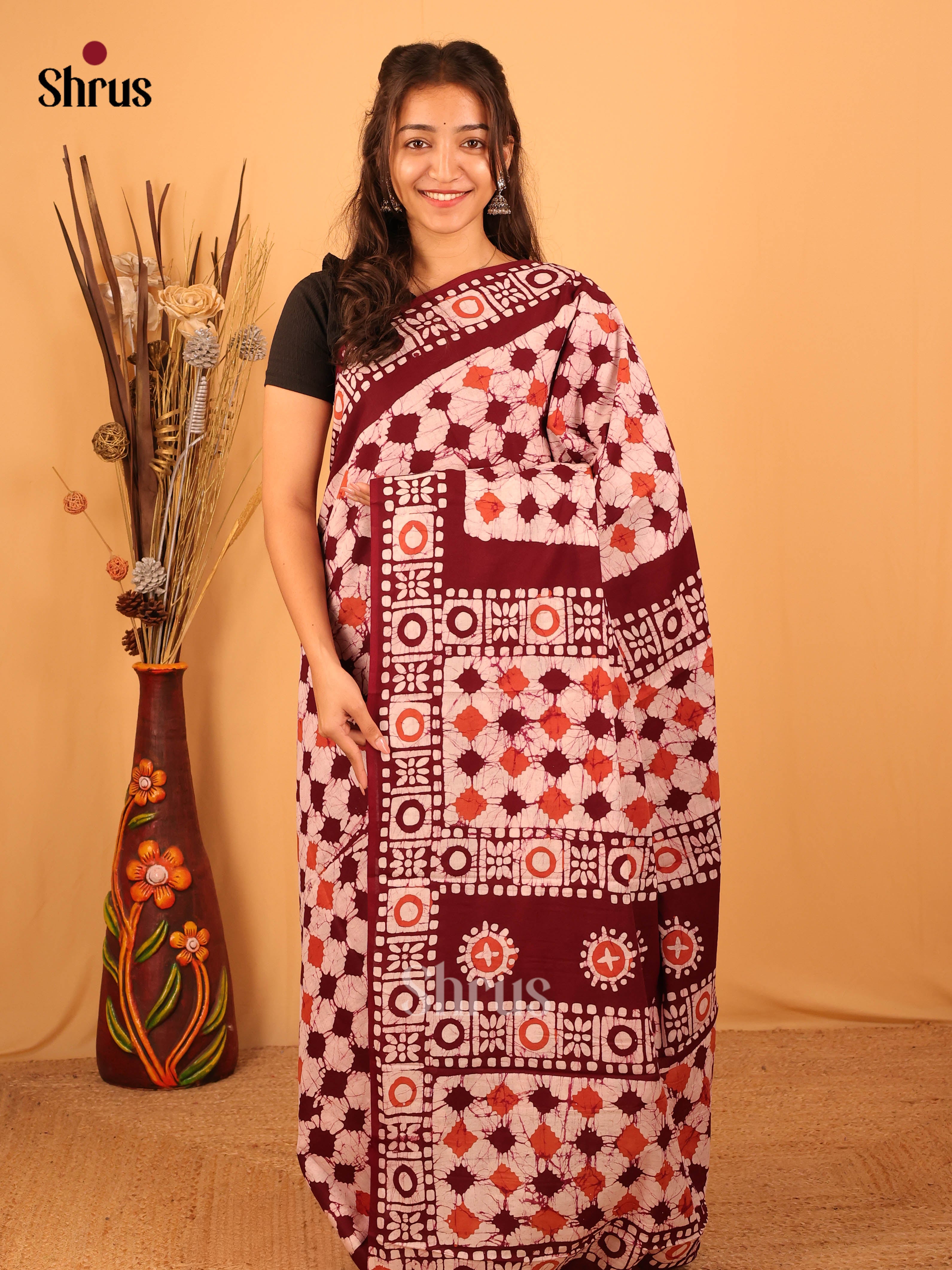 CIS06081 - Jaipur cotton Saree - Shop on Shrus.com