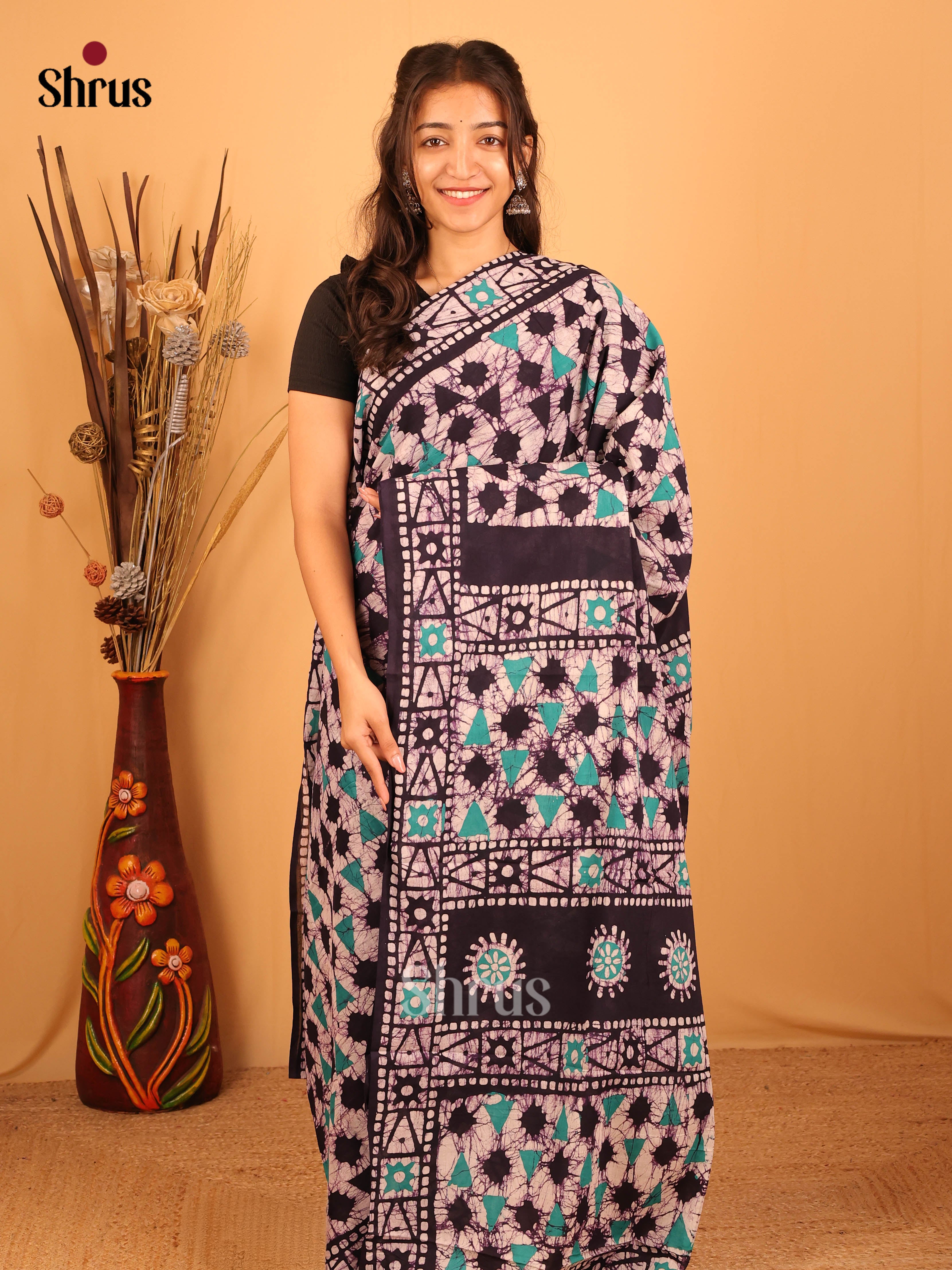 CIS06097 - Jaipur cotton Saree - Shop on Shrus.com