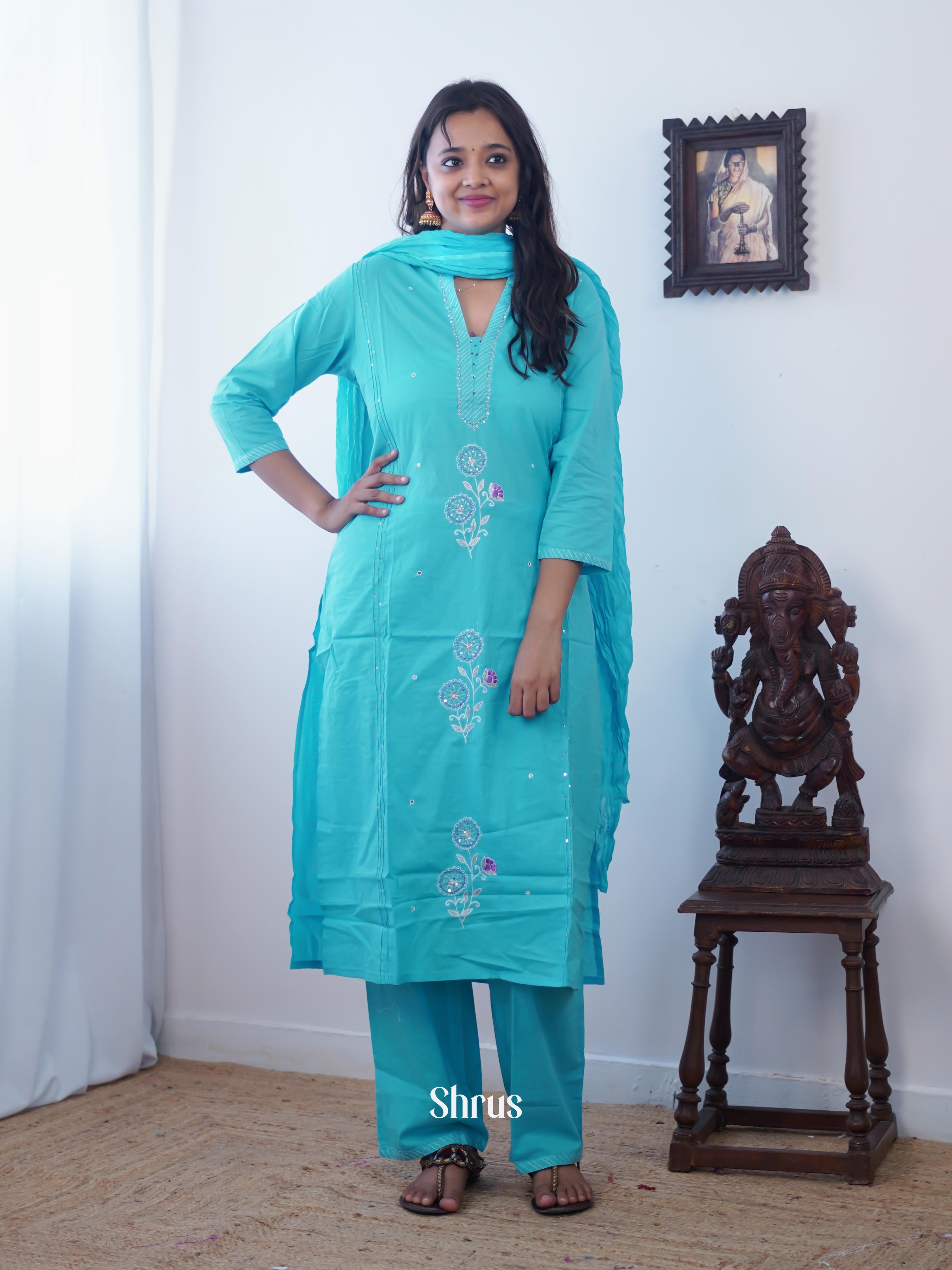 Blue - 3pc Straight Fit Readymade Suits