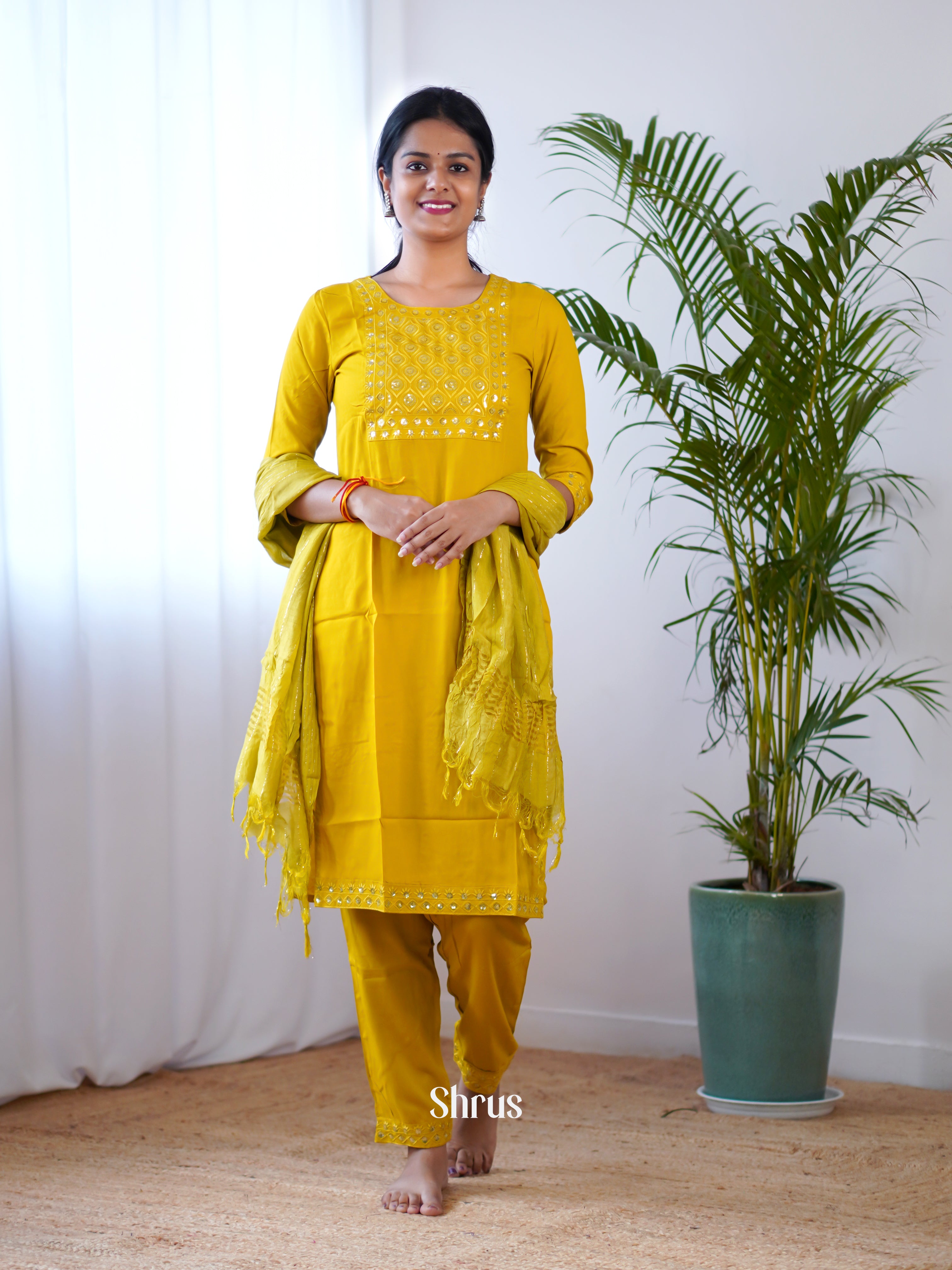 Mustard -3pc  Readymade Suits