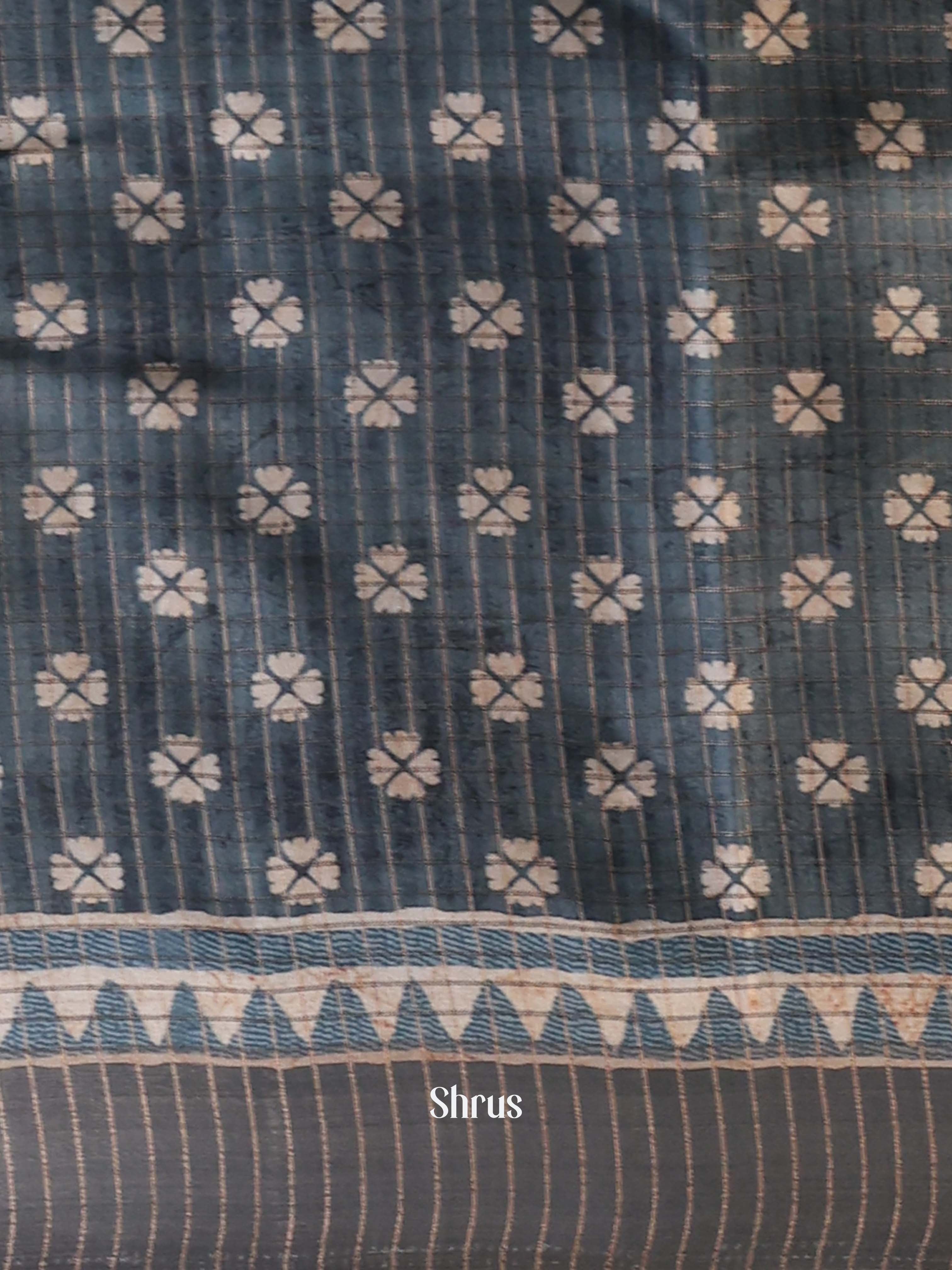 Greyish Blue - Semi Tussar Saree