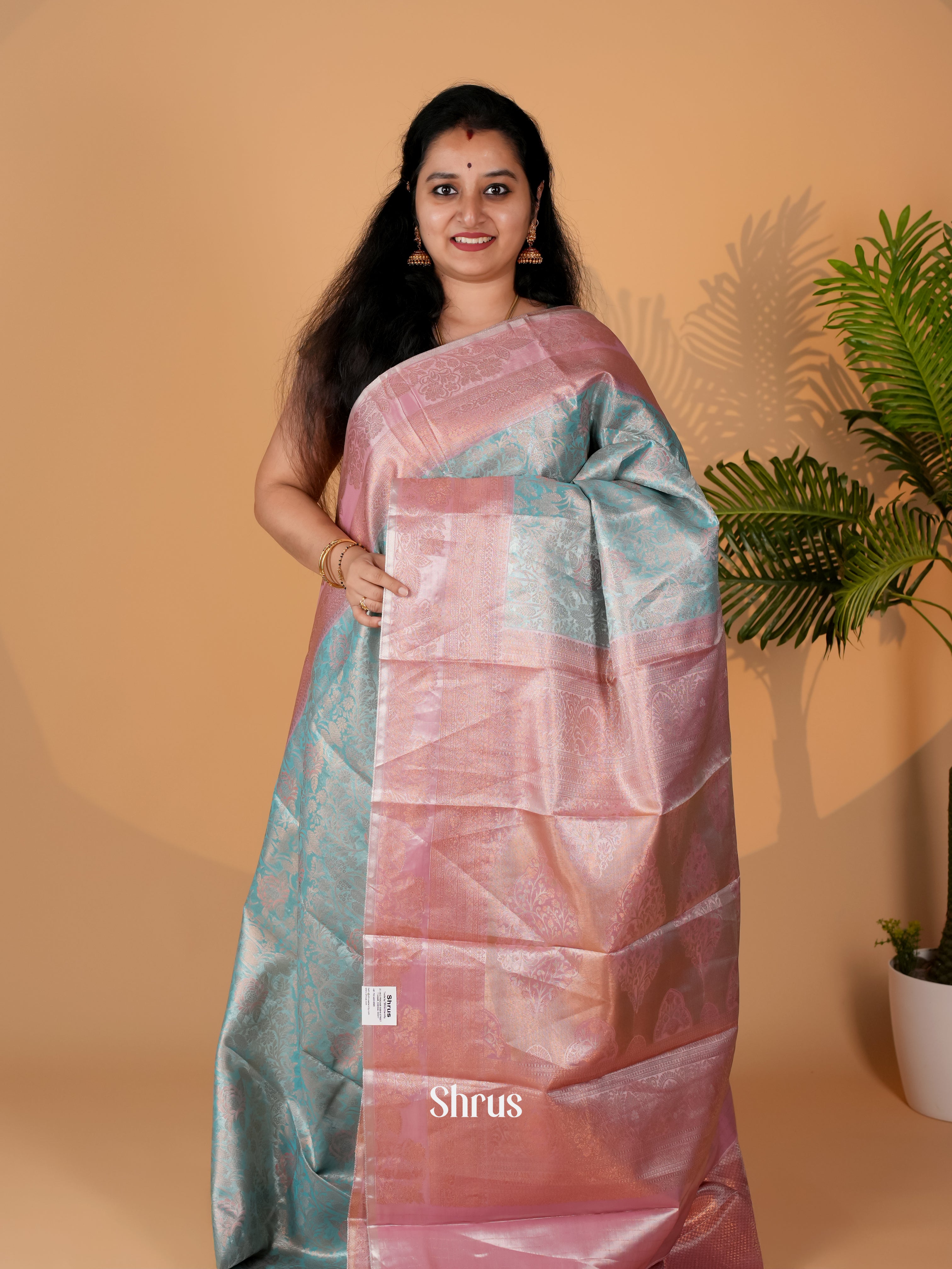 Blue & Pink- Kanchipuram-halfpure Saree