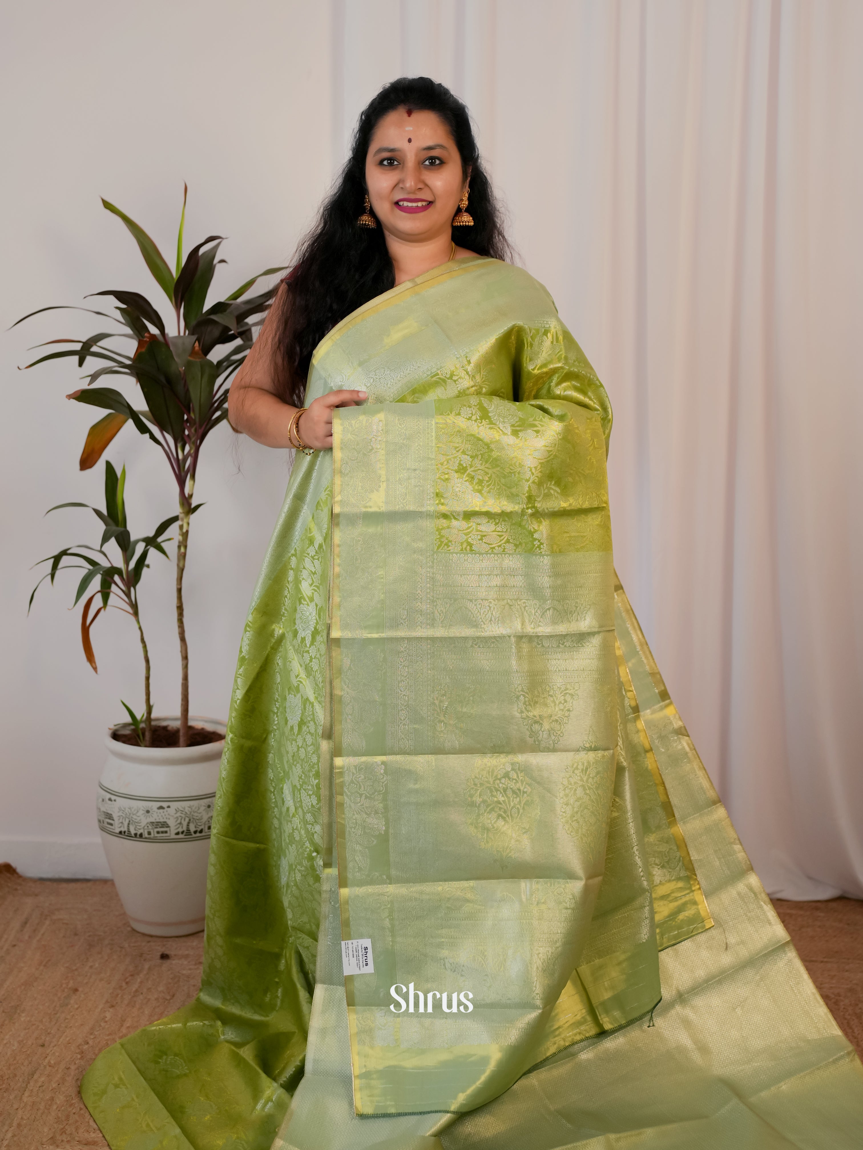 Lite Green - Kanchipuram-halfpure Saree