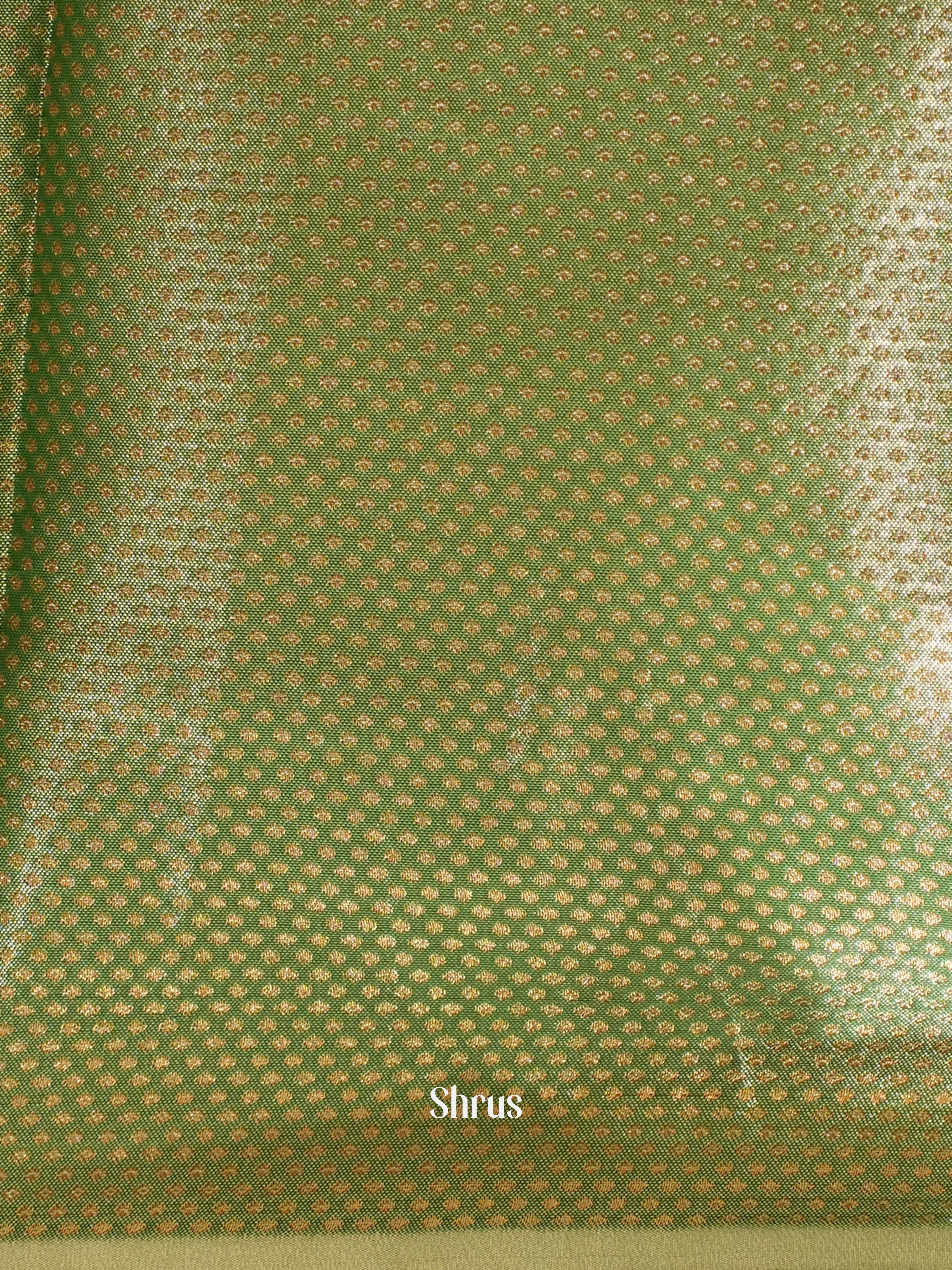 Yellow & Green - Kanchipuram-halfpure Saree