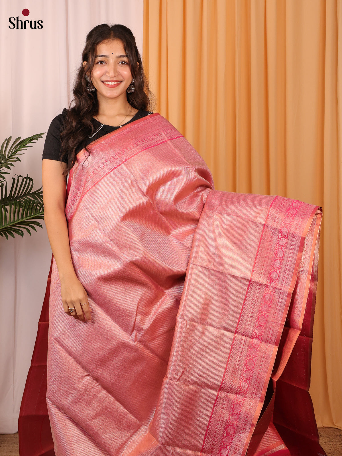 Pink - Kanchipuram-halfpure Saree