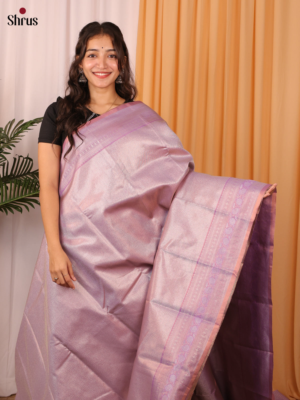 Lavender - Kanchipuram-halfpure Saree