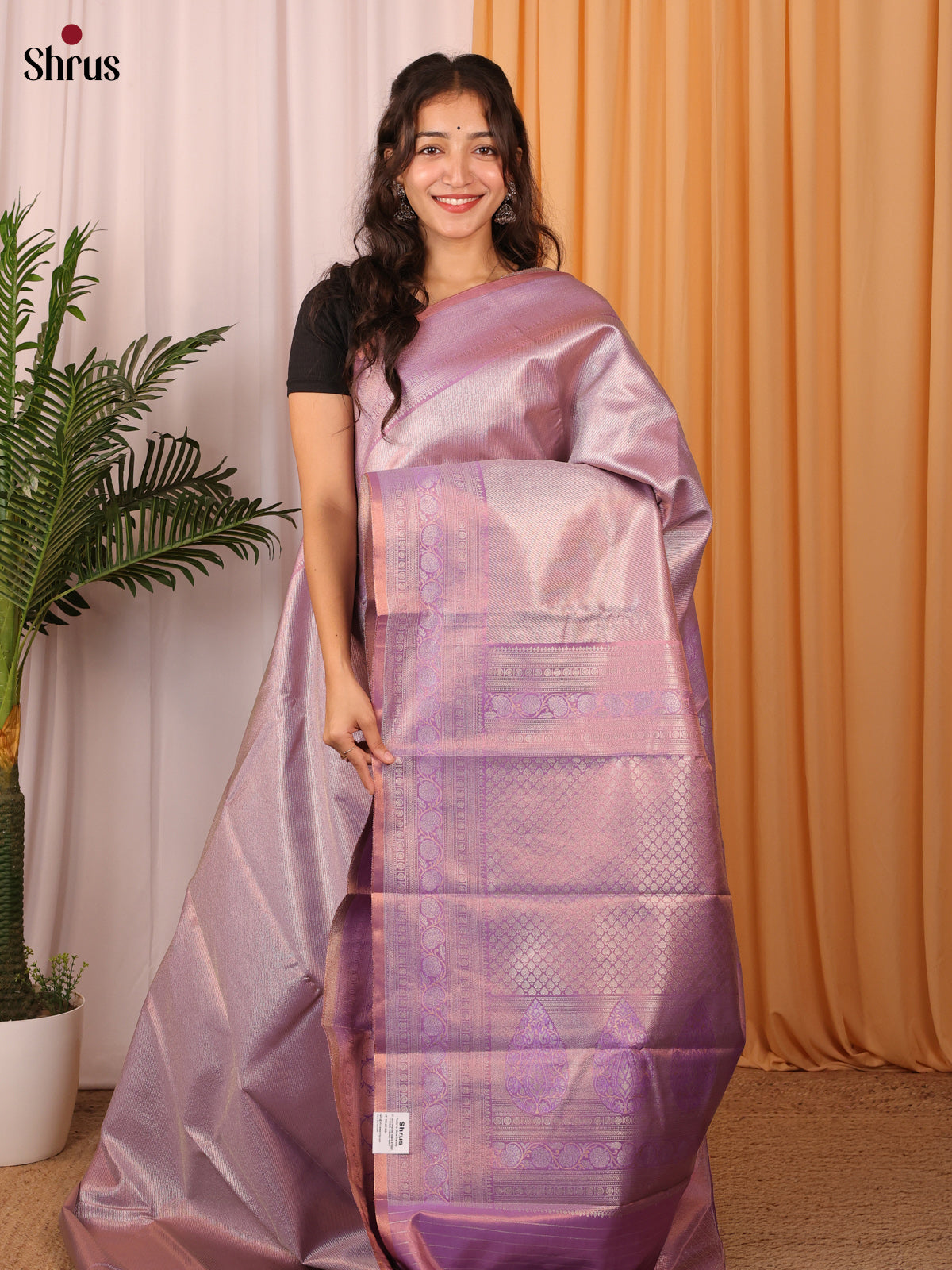 Lavender - Kanchipuram-halfpure Saree