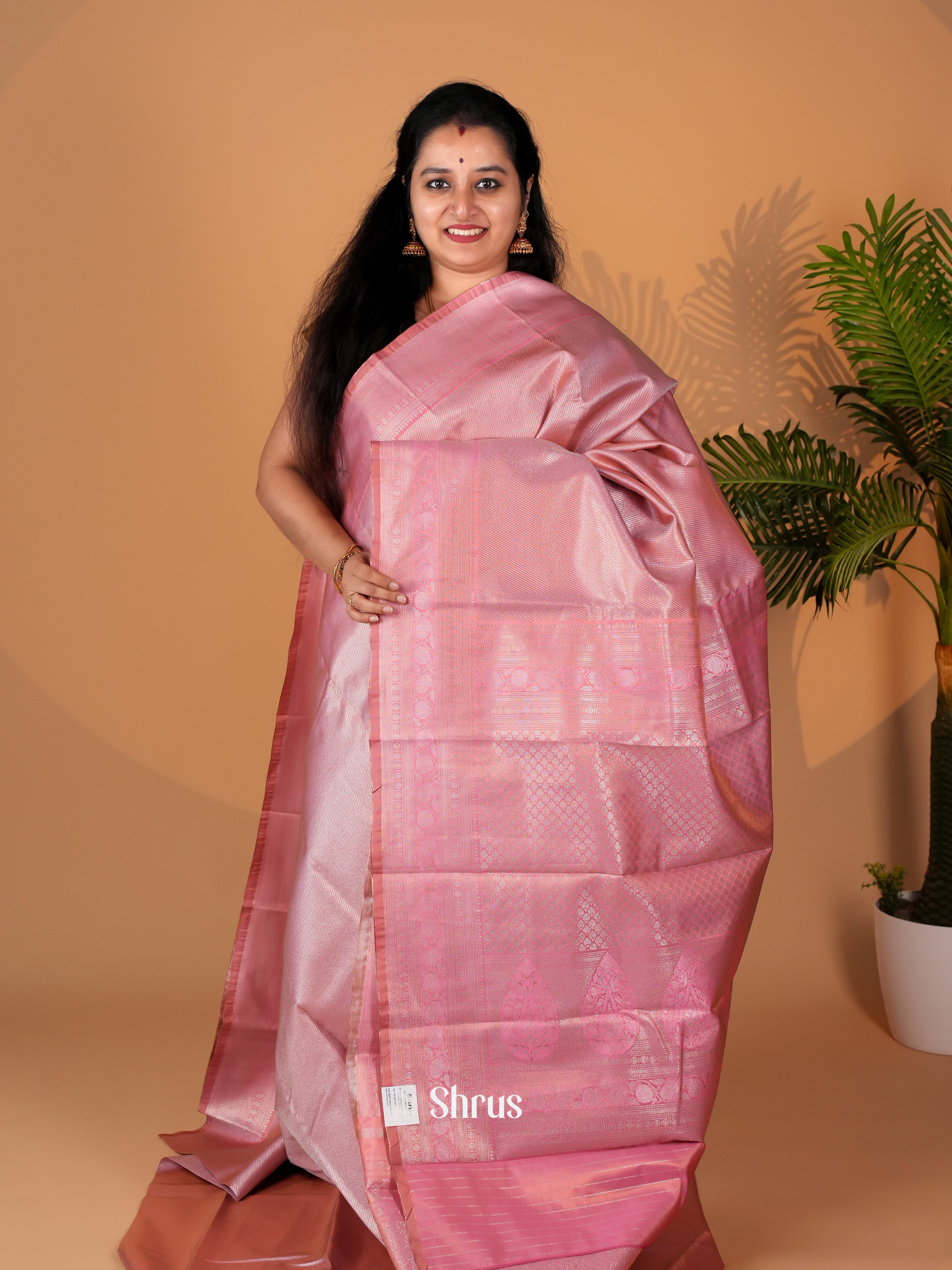 Pink - Kanchipuram-halfpure Saree