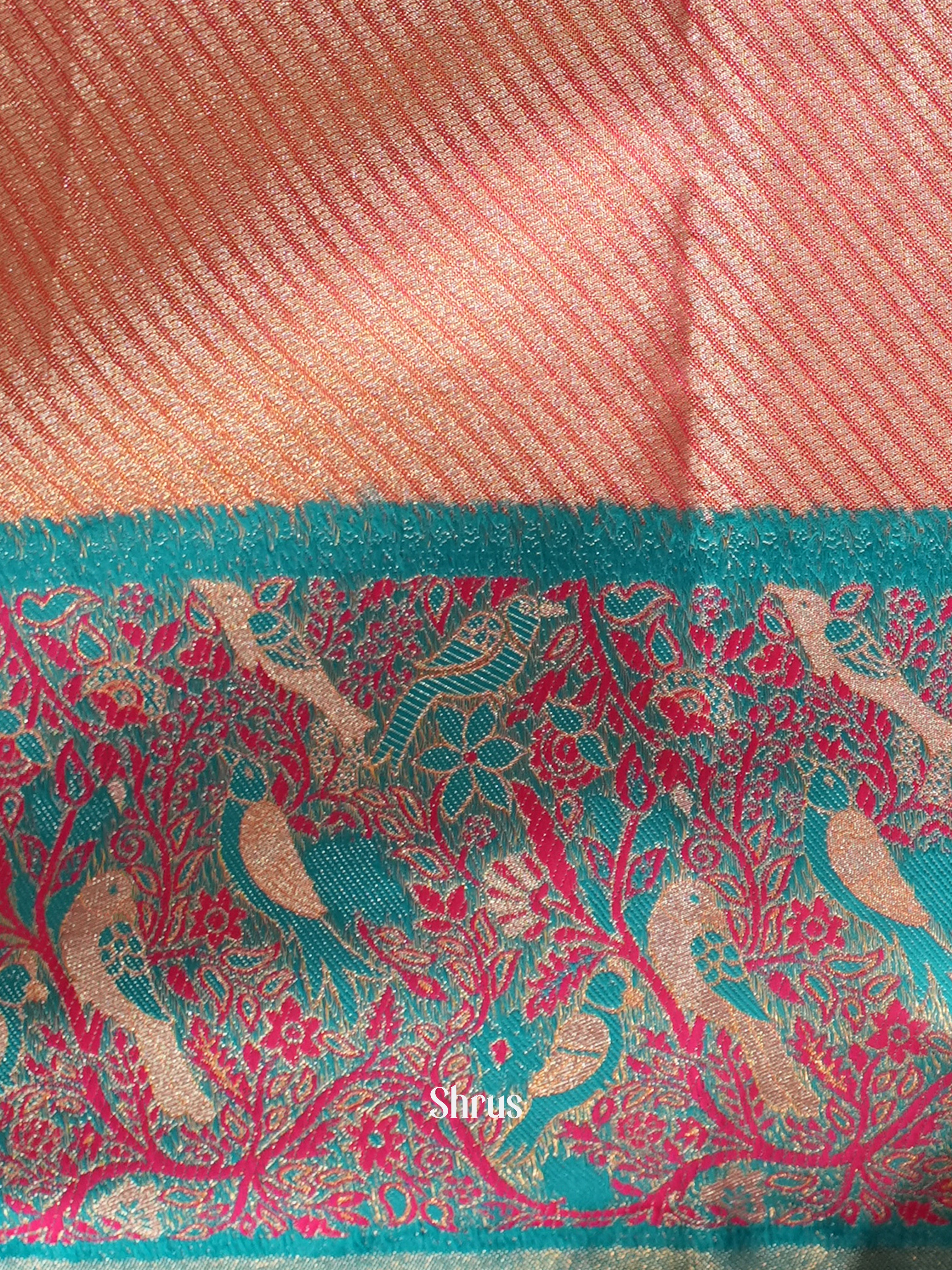 Pink & Blue - Kanchipuram-halfpure Saree