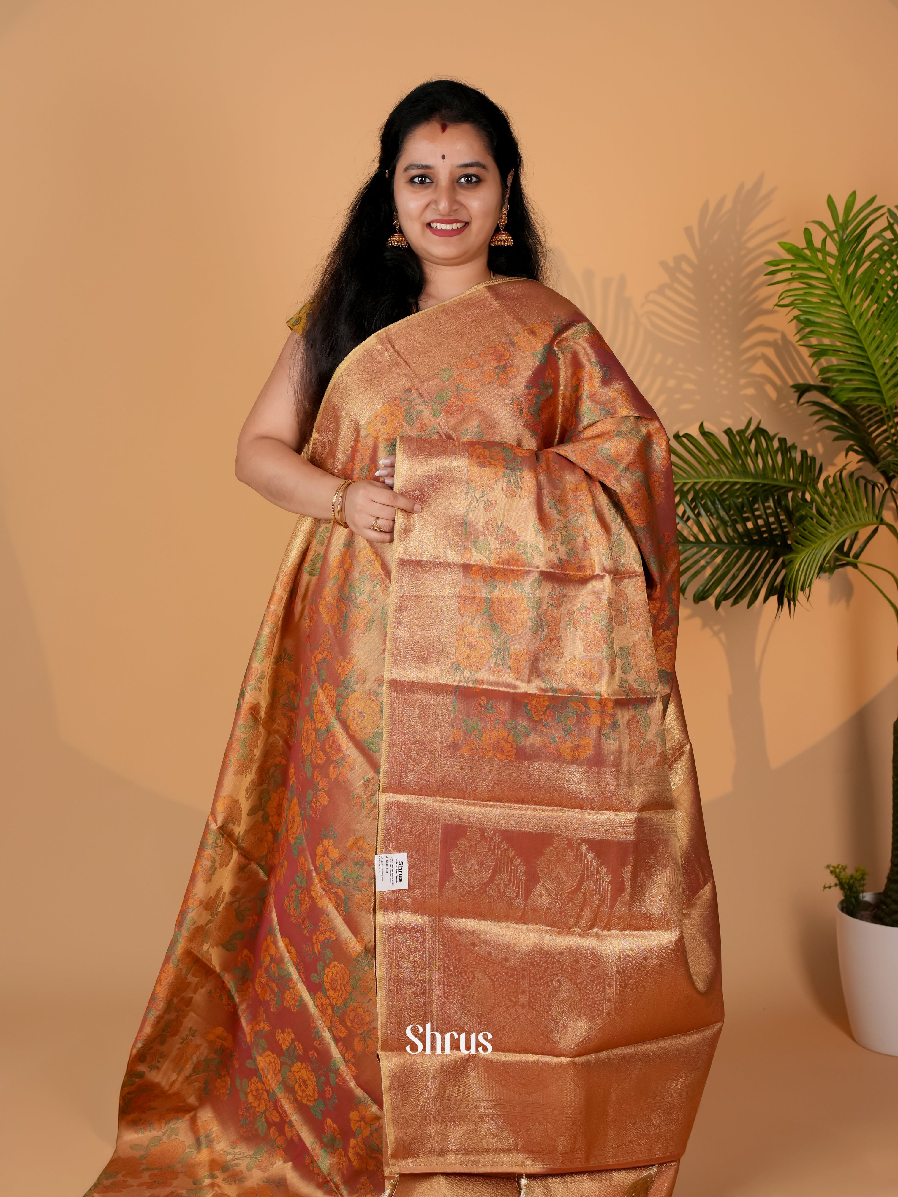 Copper - Kanchipuram-halfpure Saree