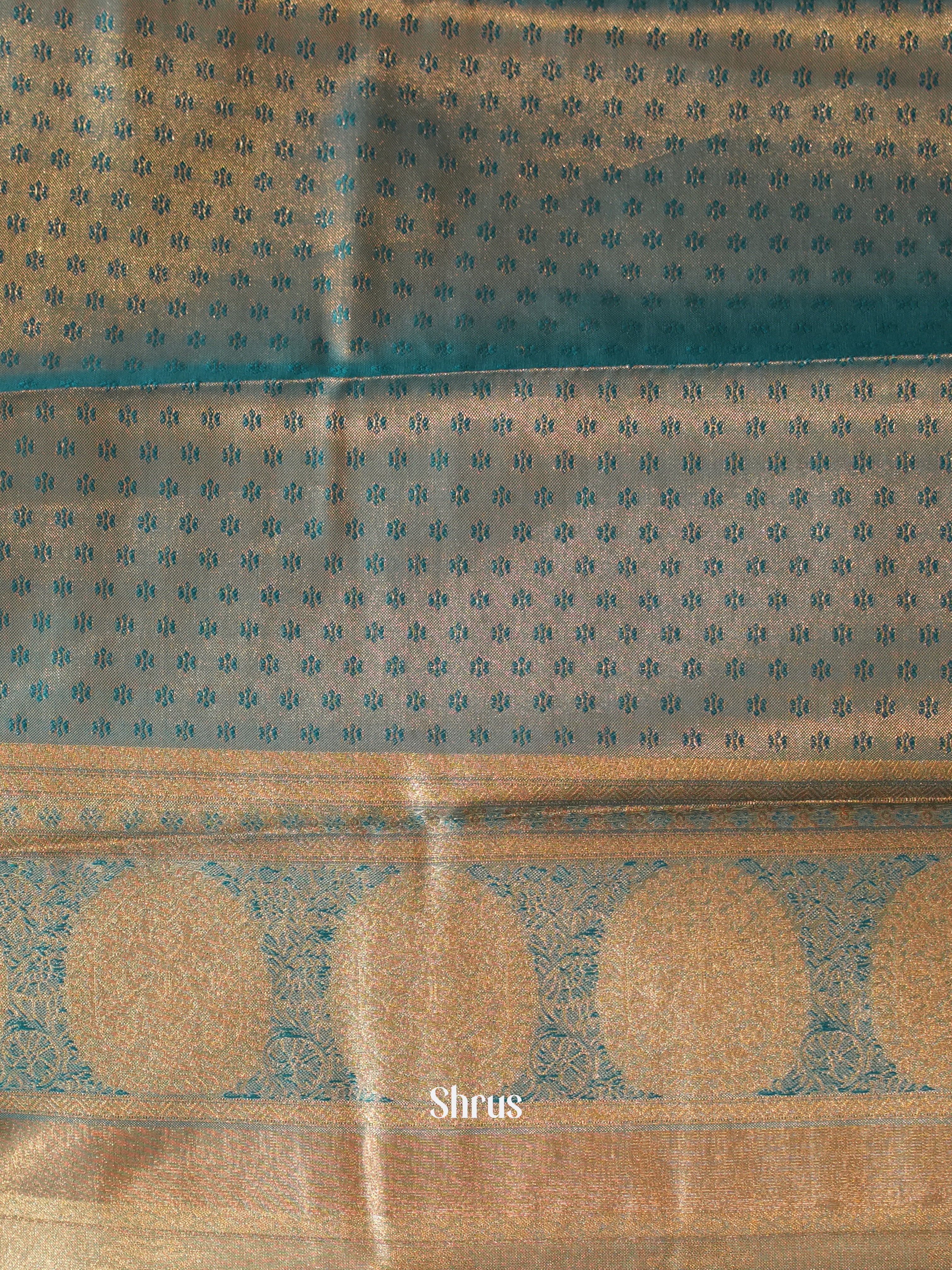 Grey & Blue - Kanchipuram-halfpure Saree