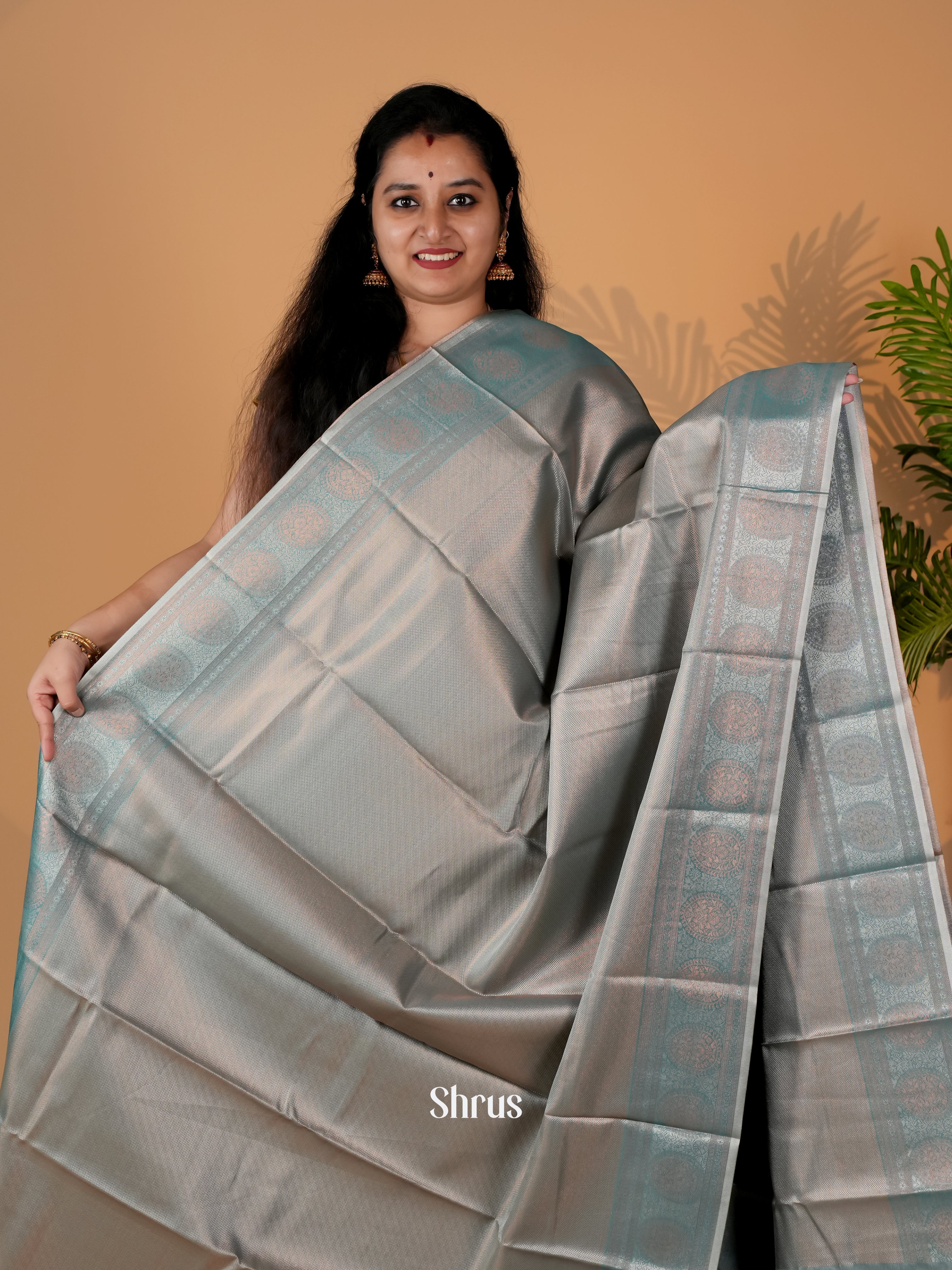 Blue - Kanchipuram-halfpure Saree