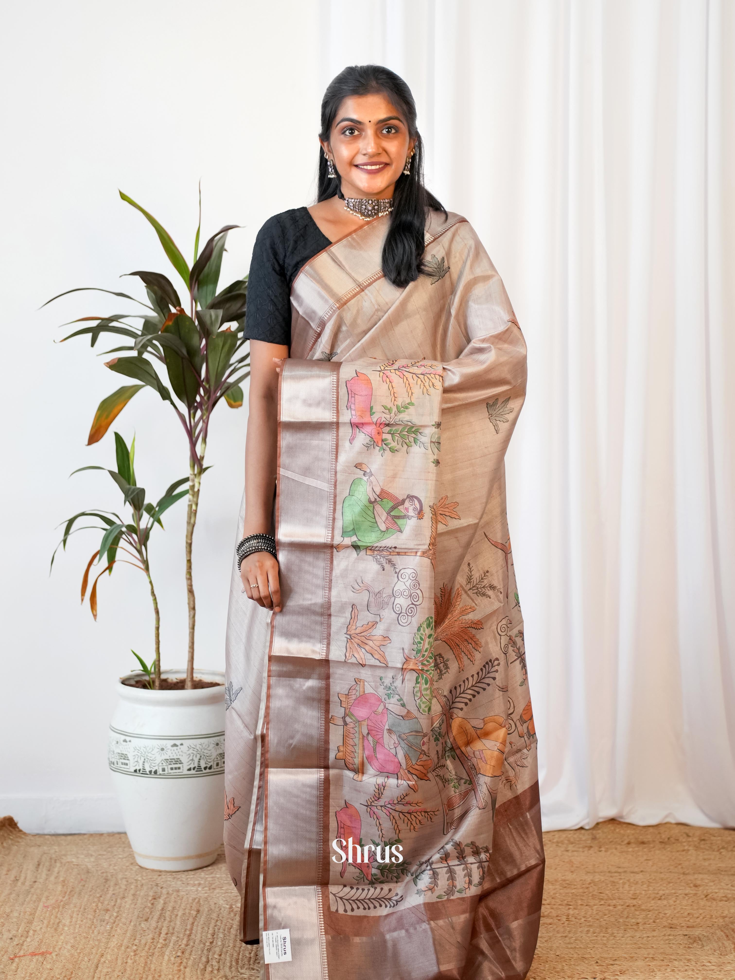 CIS06453 - Printed Tussar Saree