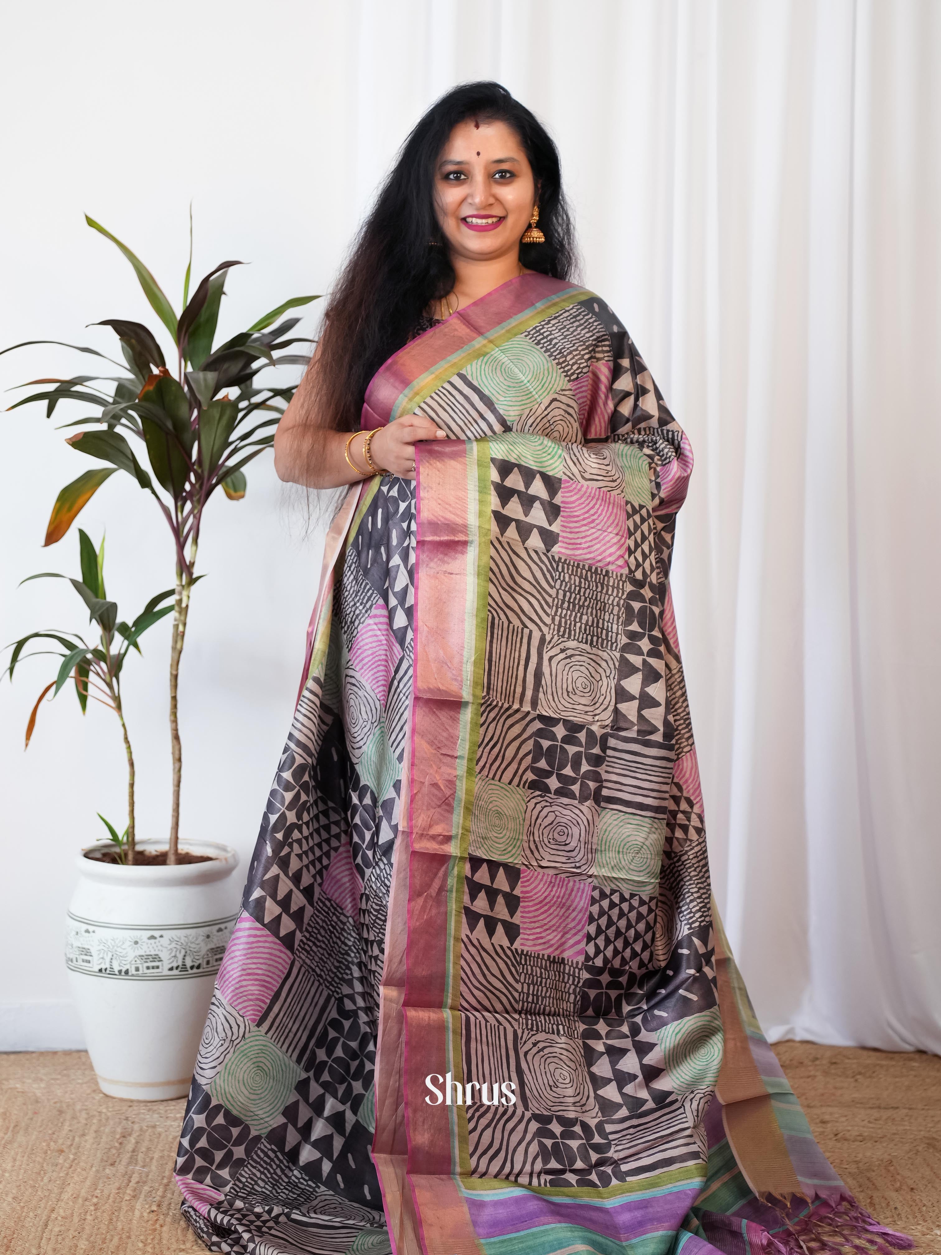 CIS06488 - Printed Tussar Saree