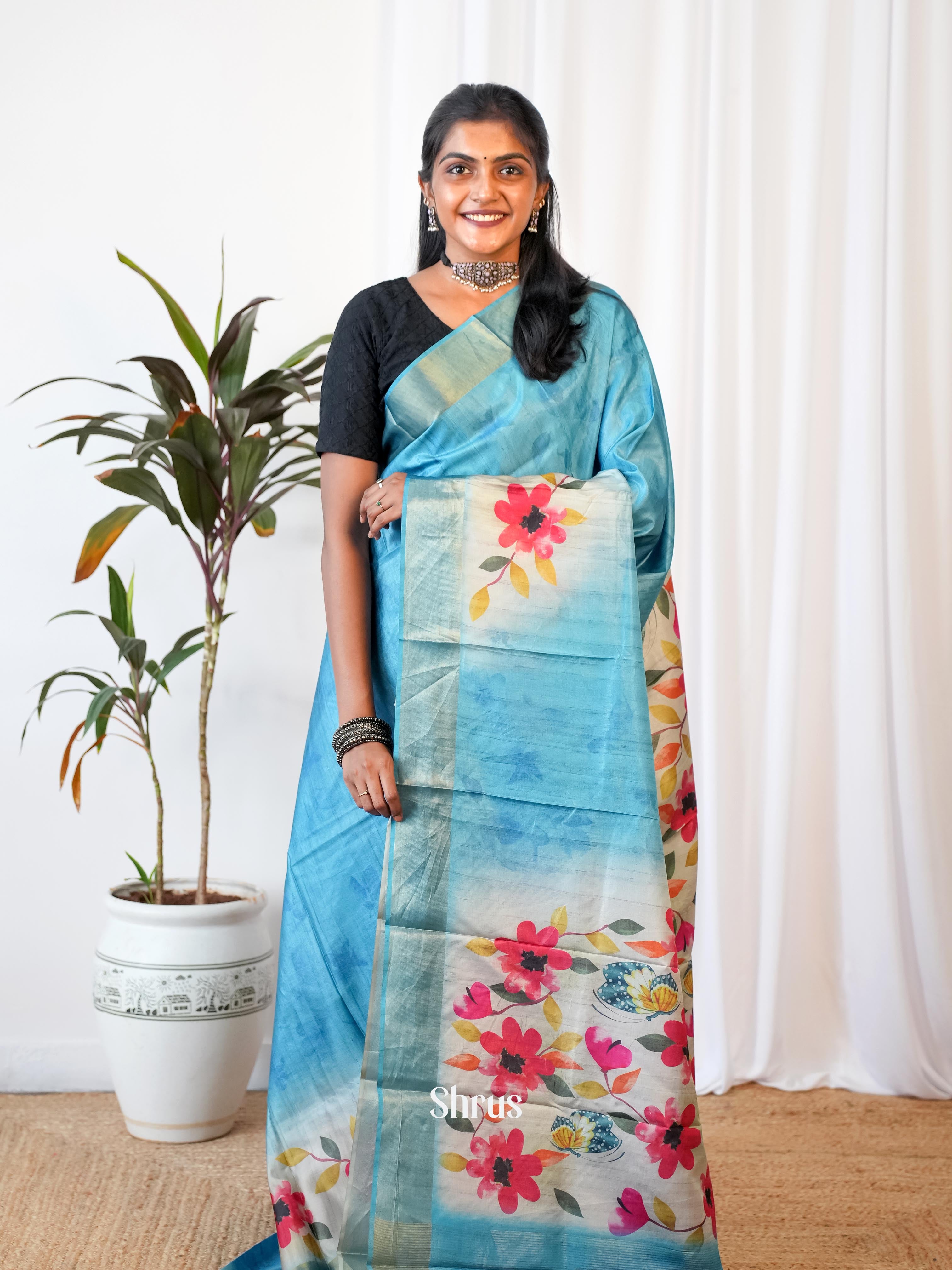 CIS06545 - Printed Tussar Saree