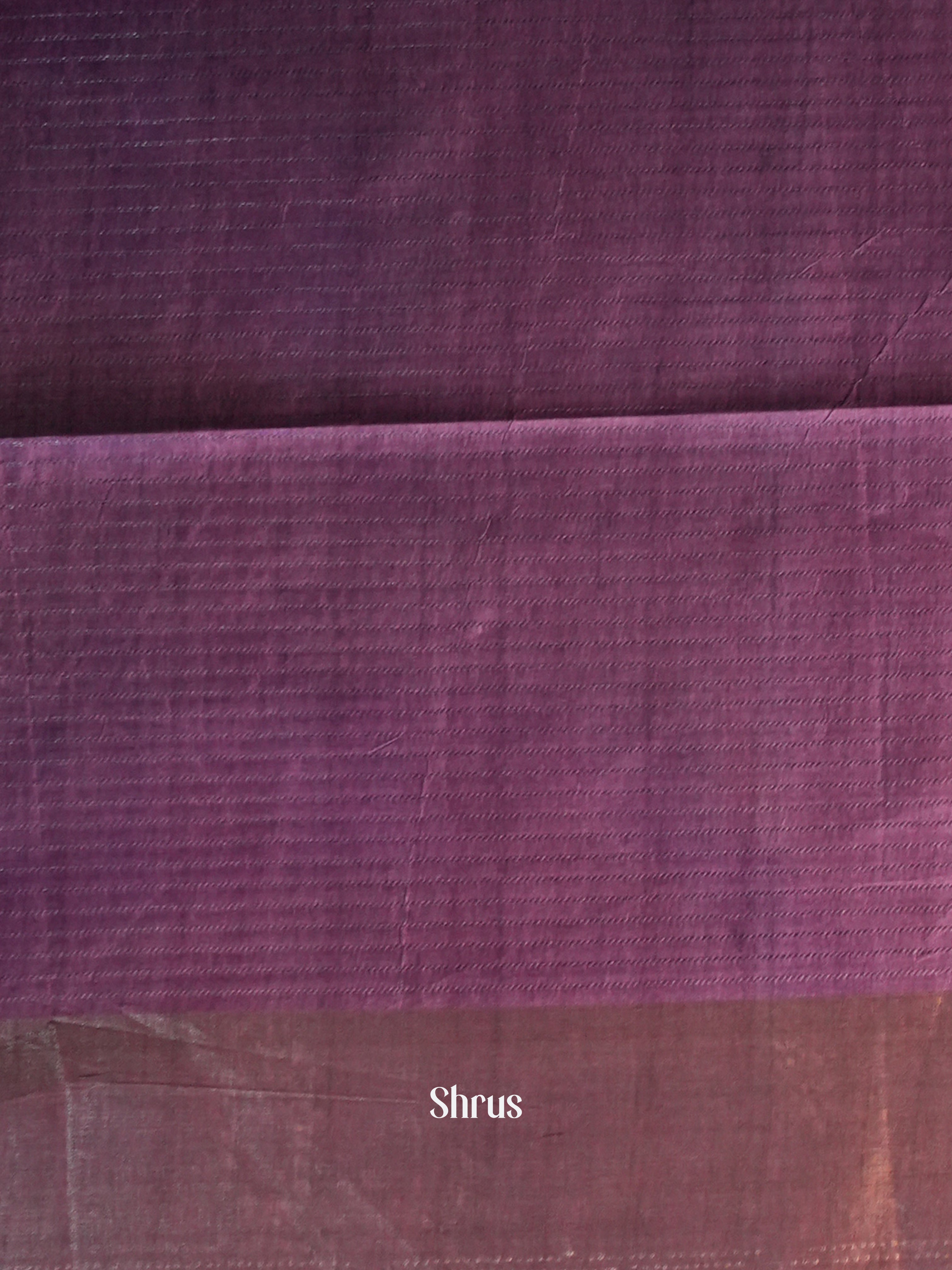 Green , Purple & Brown  - Semi Tussar Saree