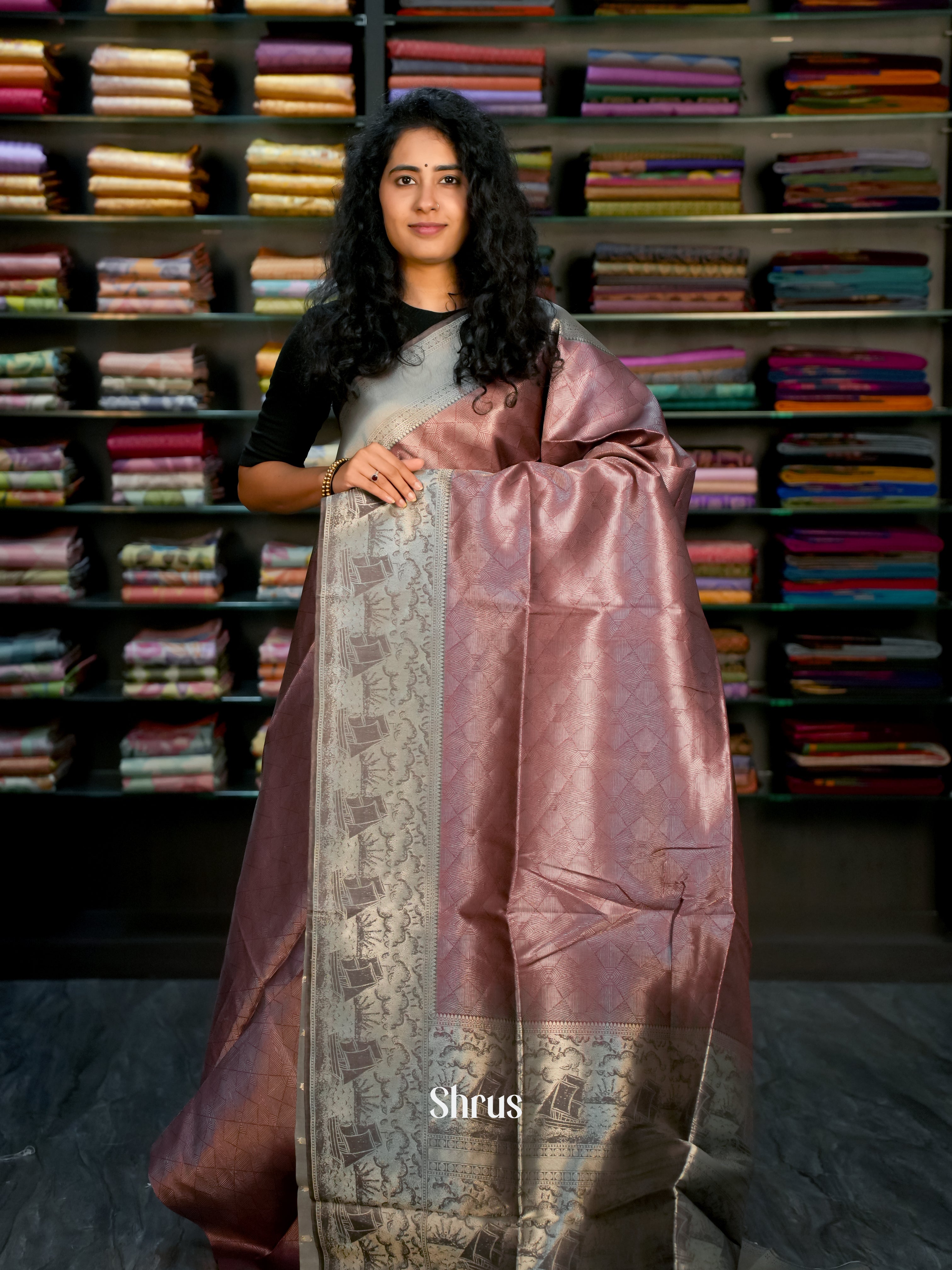 Onion Peel & Brown - Semi Tussar Saree