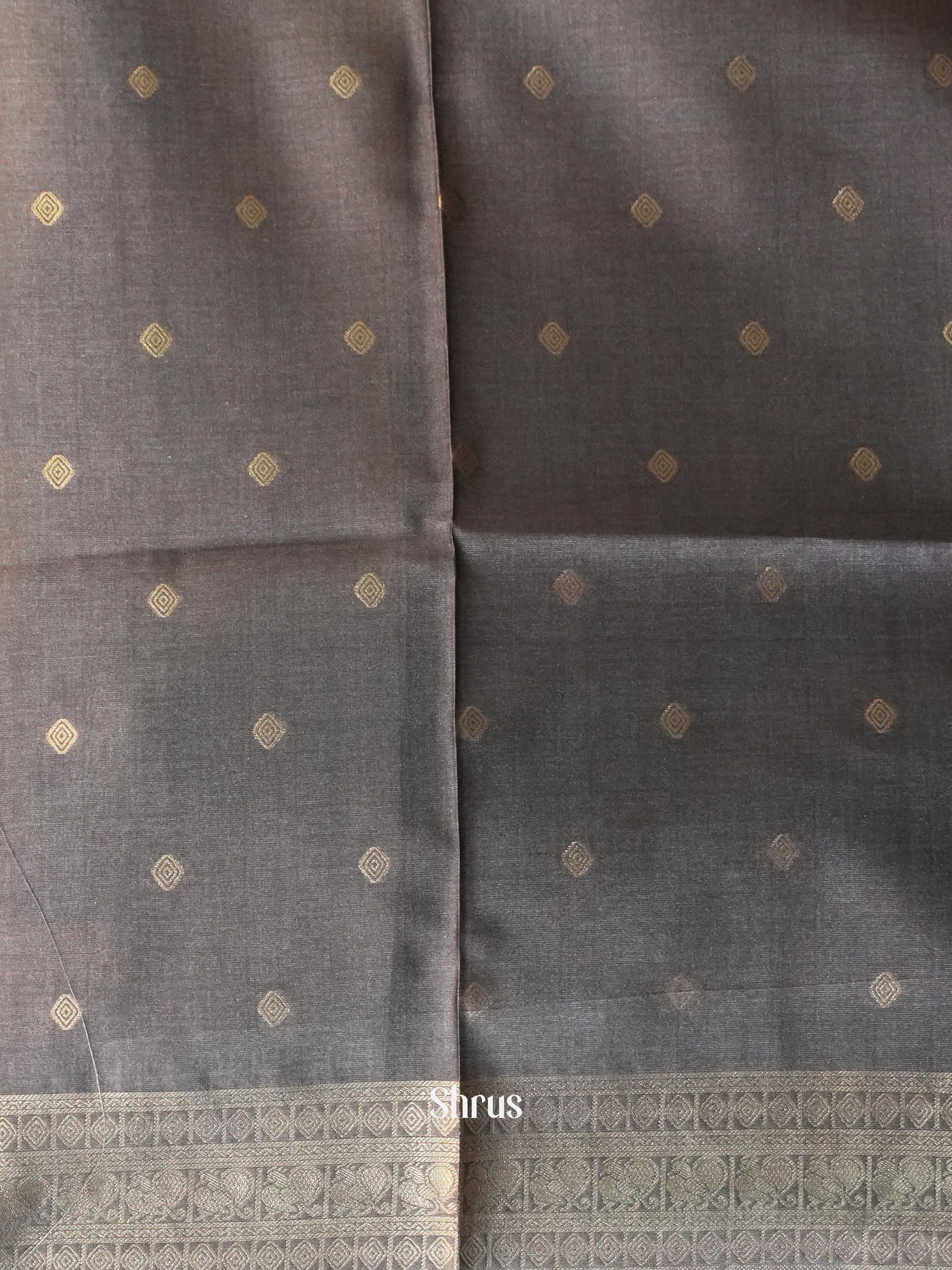 Cream & Grey  - Semi Tussar Saree