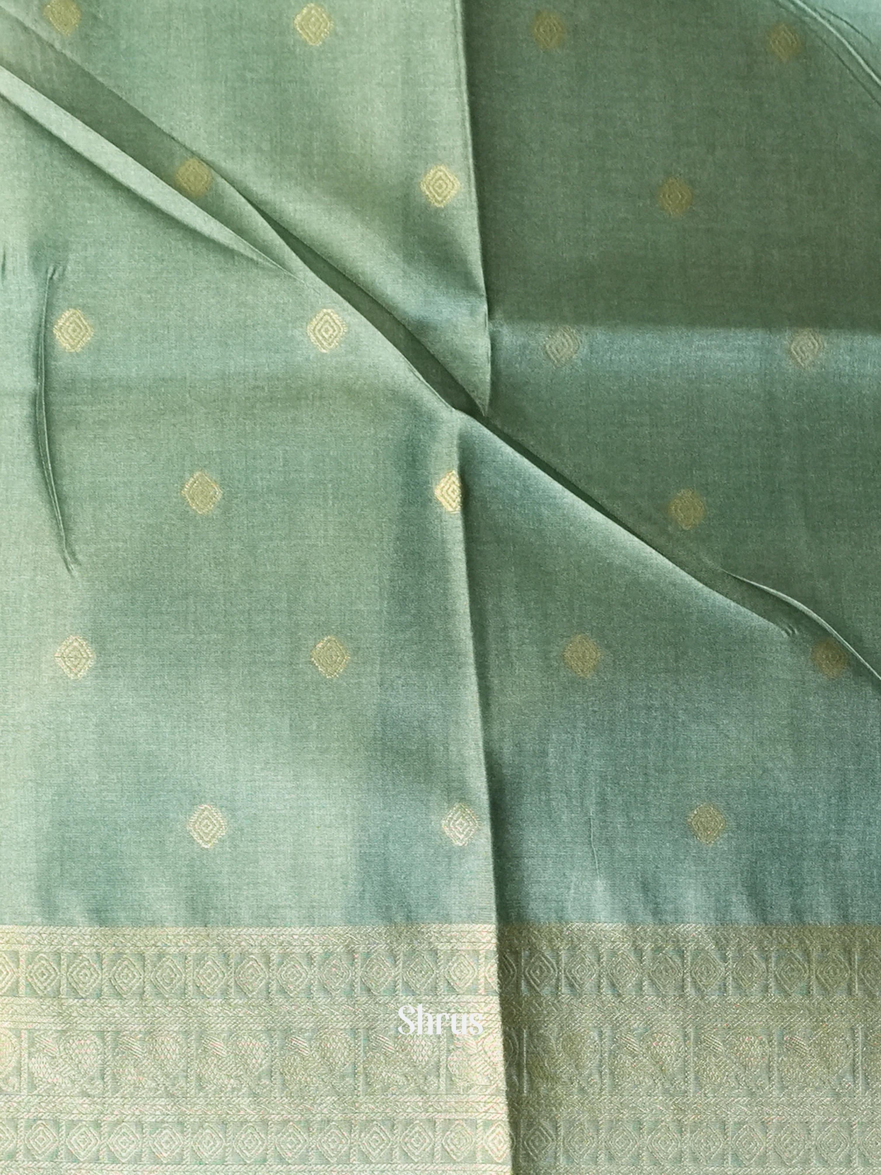 Grey & Green - Semi Tussar Saree