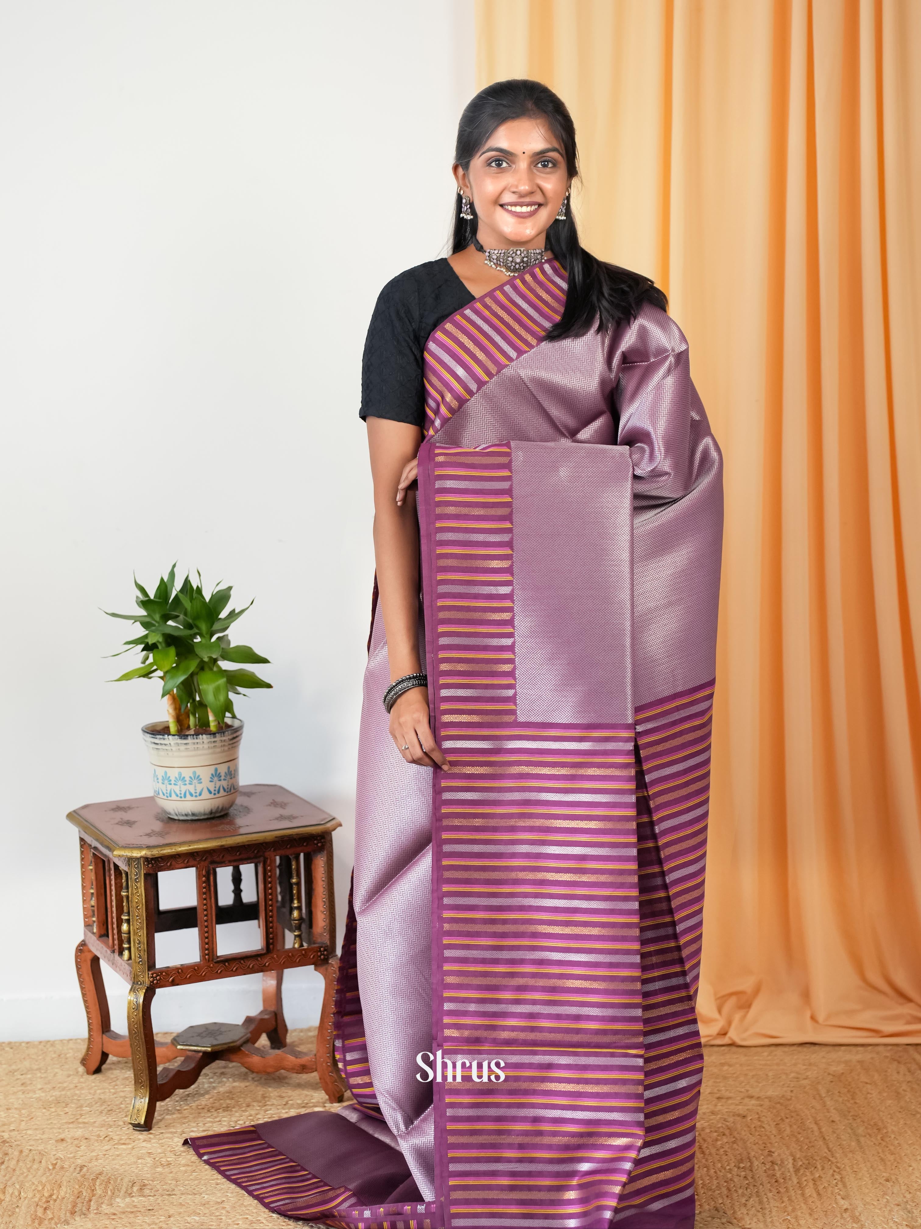 Lavender & Purple - Semi Tussar Saree