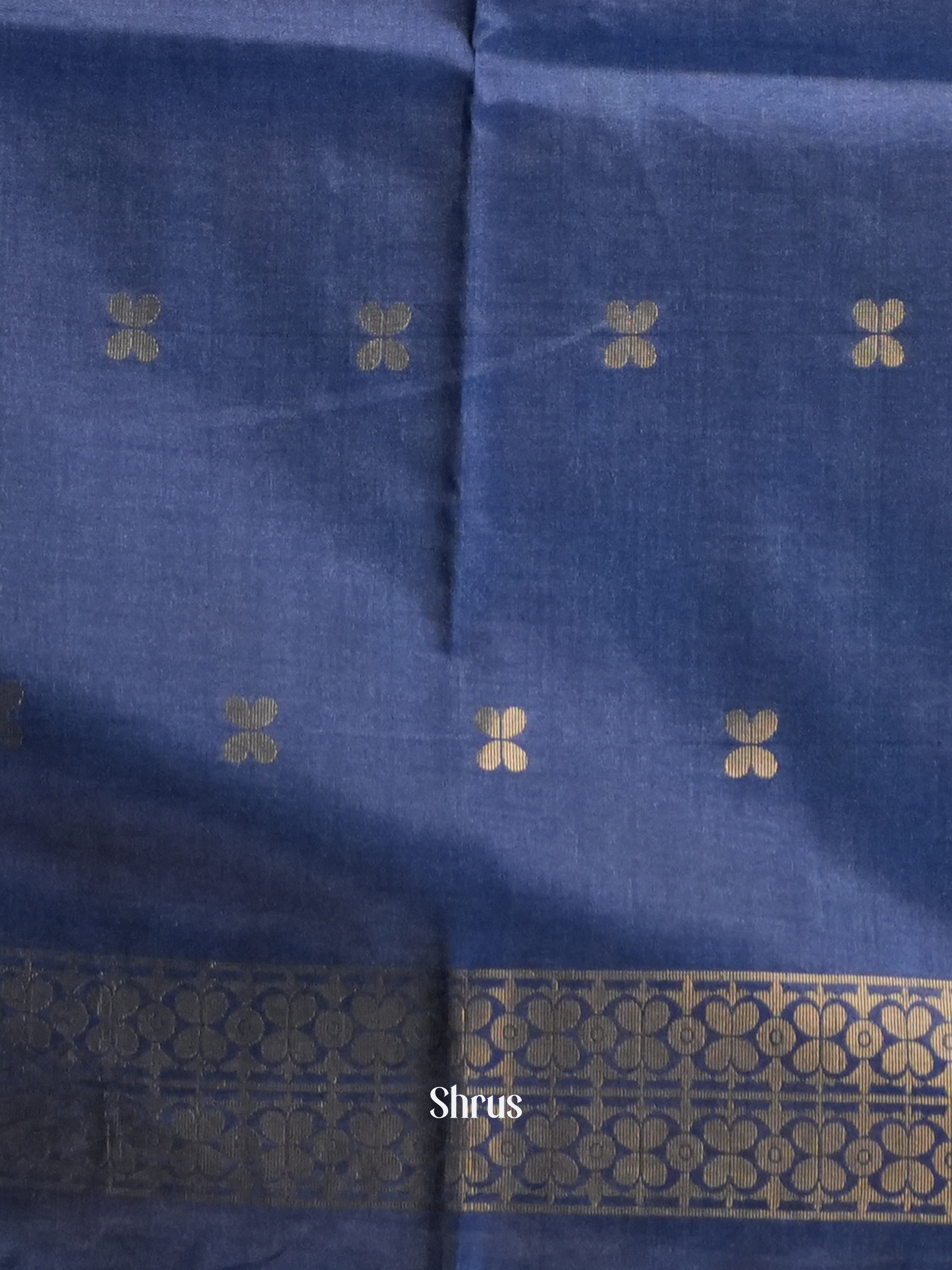 Sandal &  Blue - Semi Tussar Saree